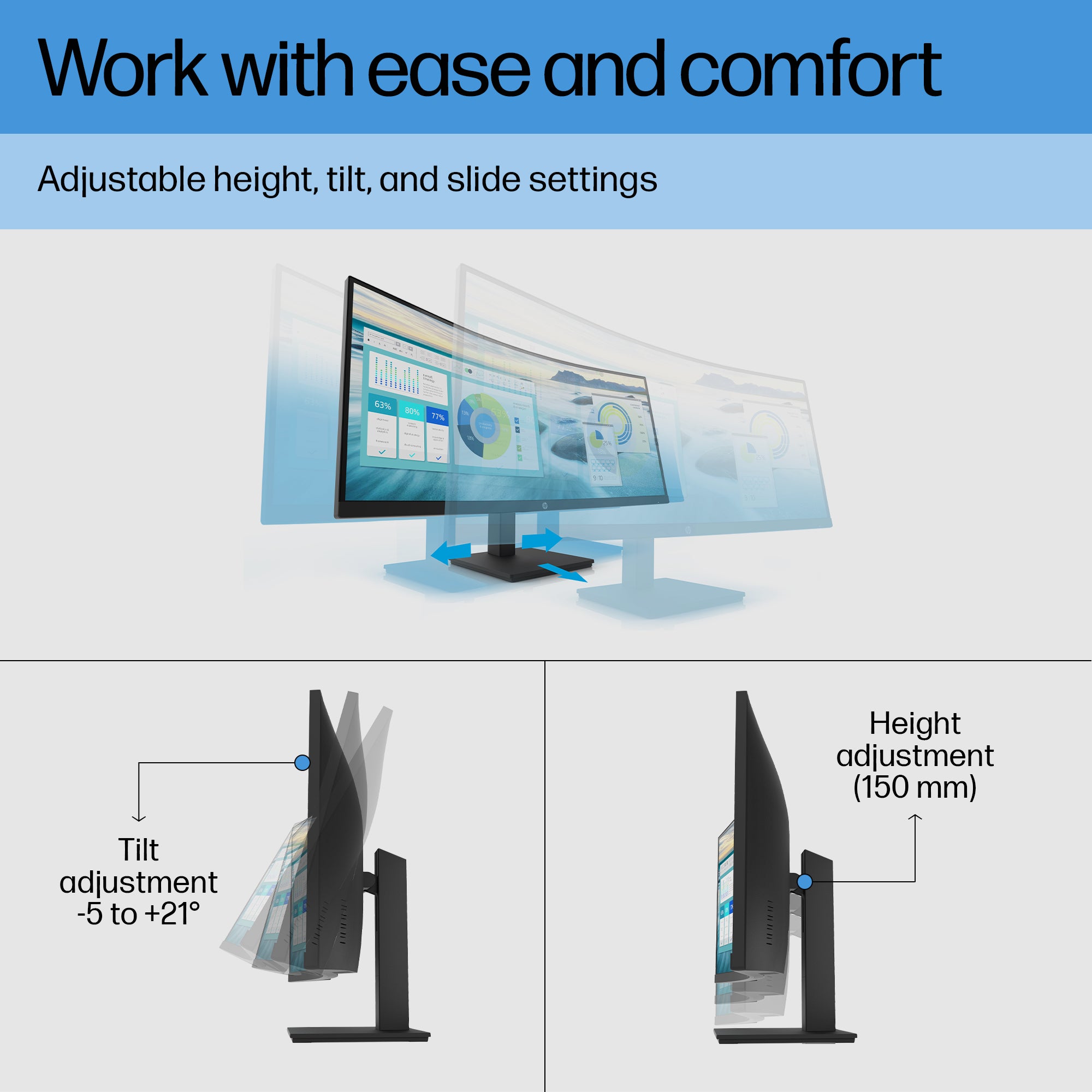HP P34hc G4 34" WQHD Curved Monitor with USB-C - Image 8