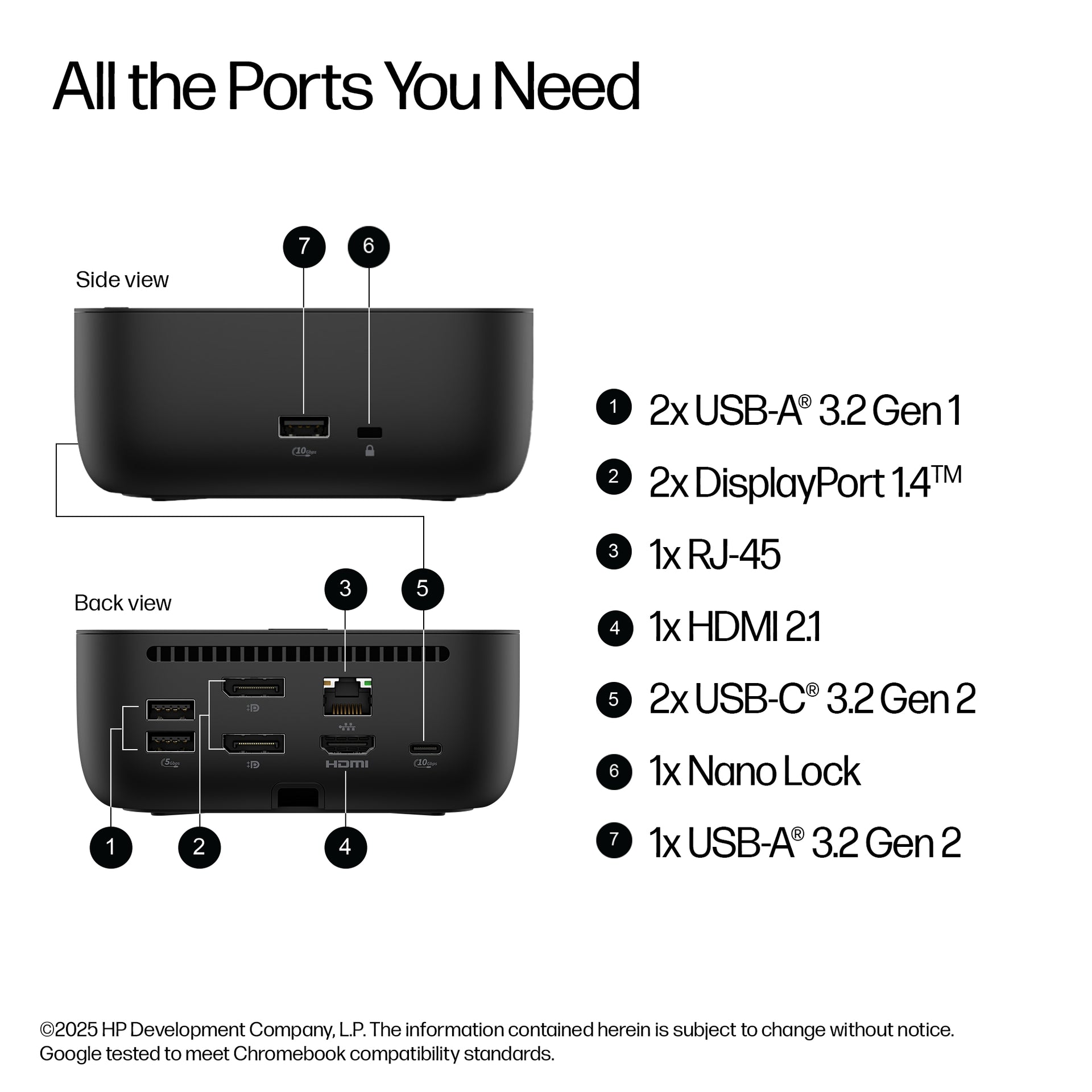 HP G6 Docking Station 2 x DisplayPort HDMI USB-C 1GbE 2.5GbE