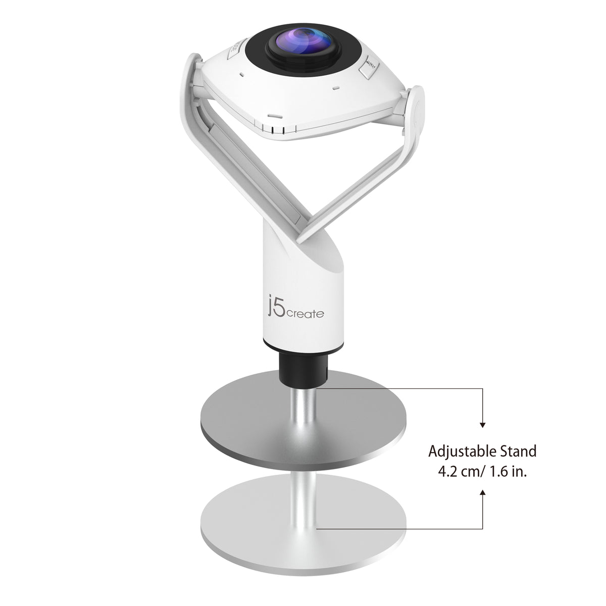 j5create JVCU360 360° All-Around Webcam, 1080p HD, White/Black - Image 2