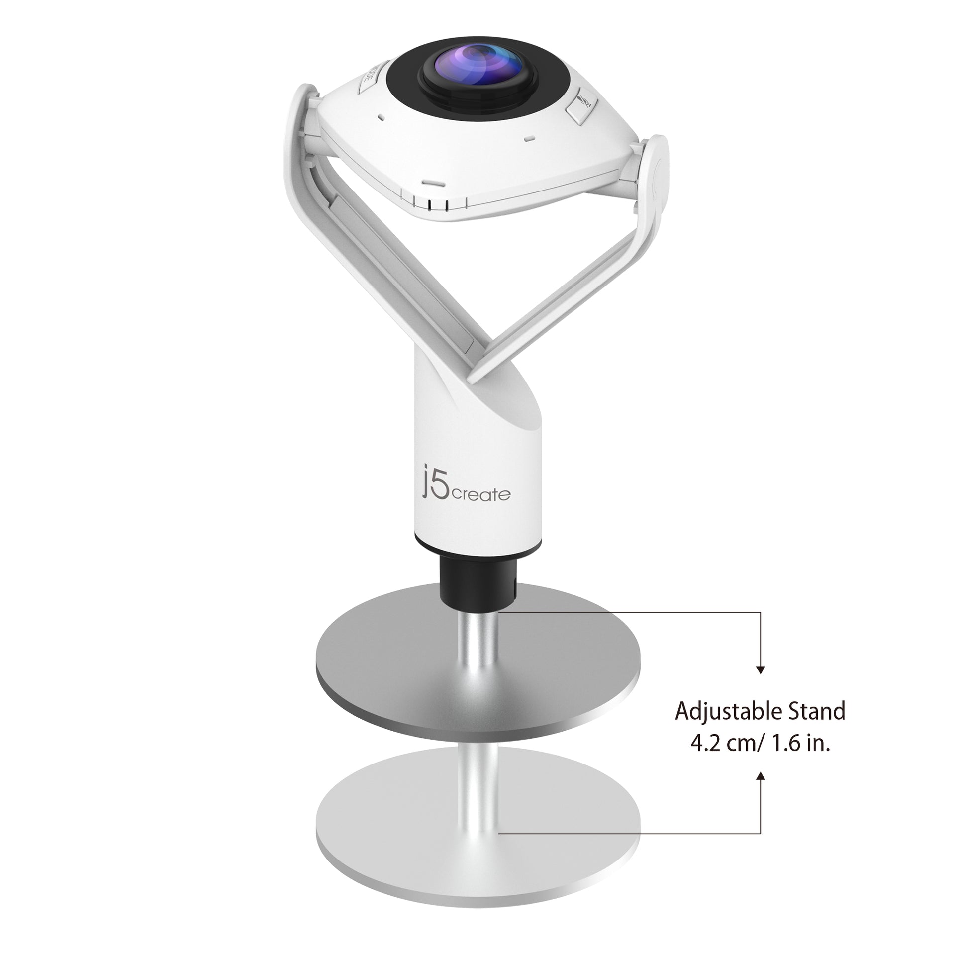 j5create JVCU360 360° All-Around Webcam, 1080p HD, White/Black - Image 2