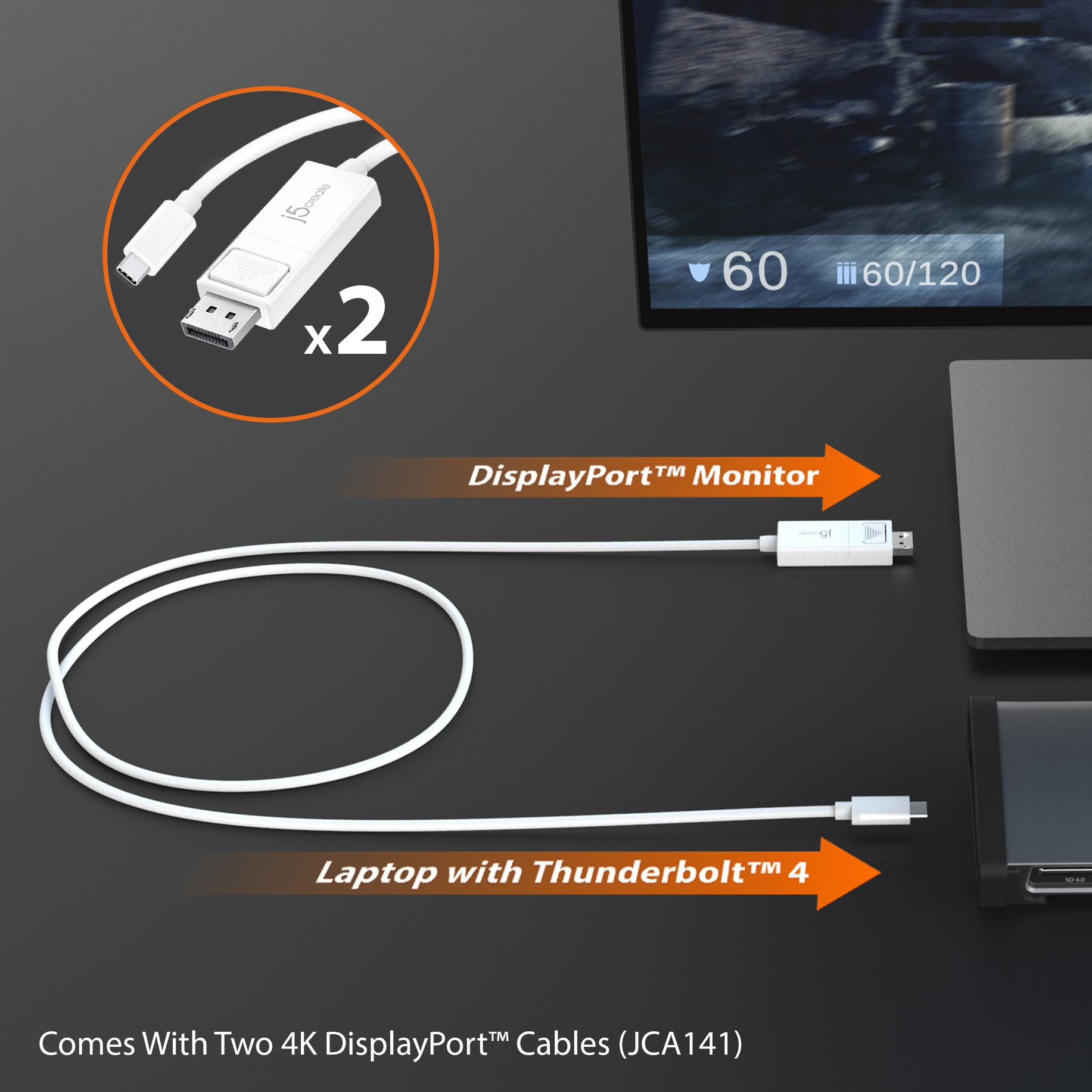 j5create JTD562-FN Wired Thunderbolt 4 Laptop Dock in Grey - Image 13