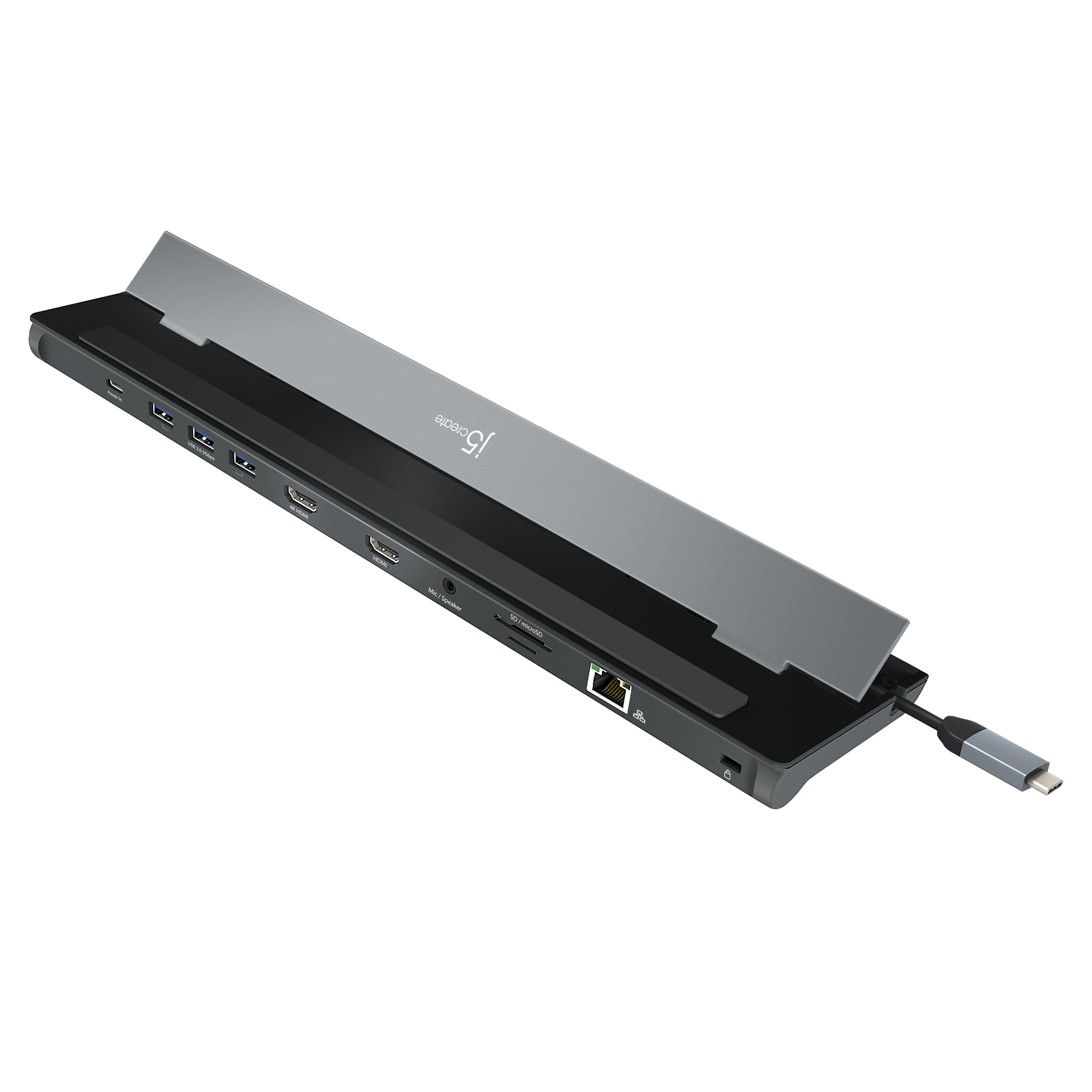 j5create JCD542-N USB-C Dual HDMI Docking Station with 4 USB Ports, Grey &amp; Black - Image 5