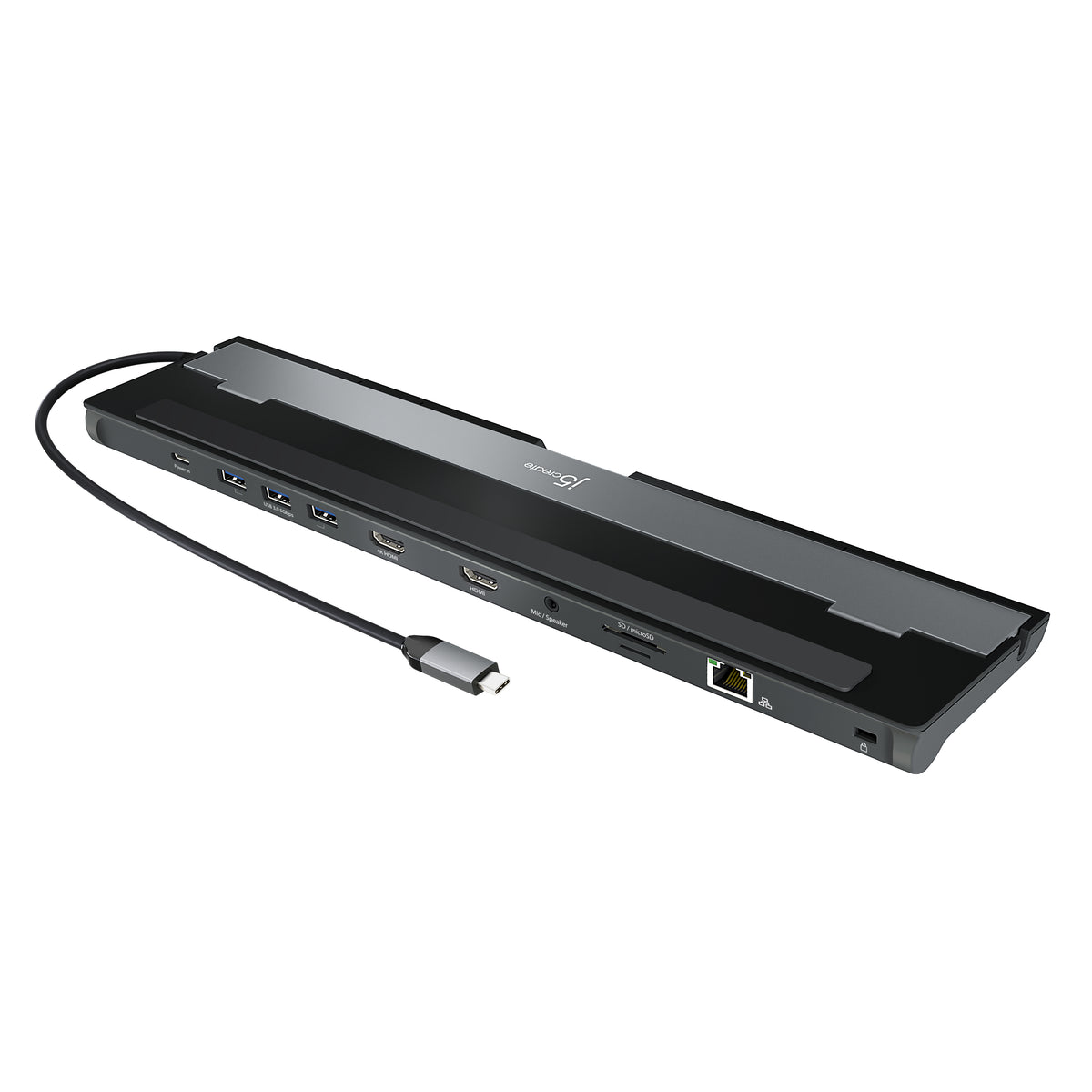 j5create JCD542-N USB-C Dual HDMI Docking Station with 4 USB Ports, Grey &amp; Black
