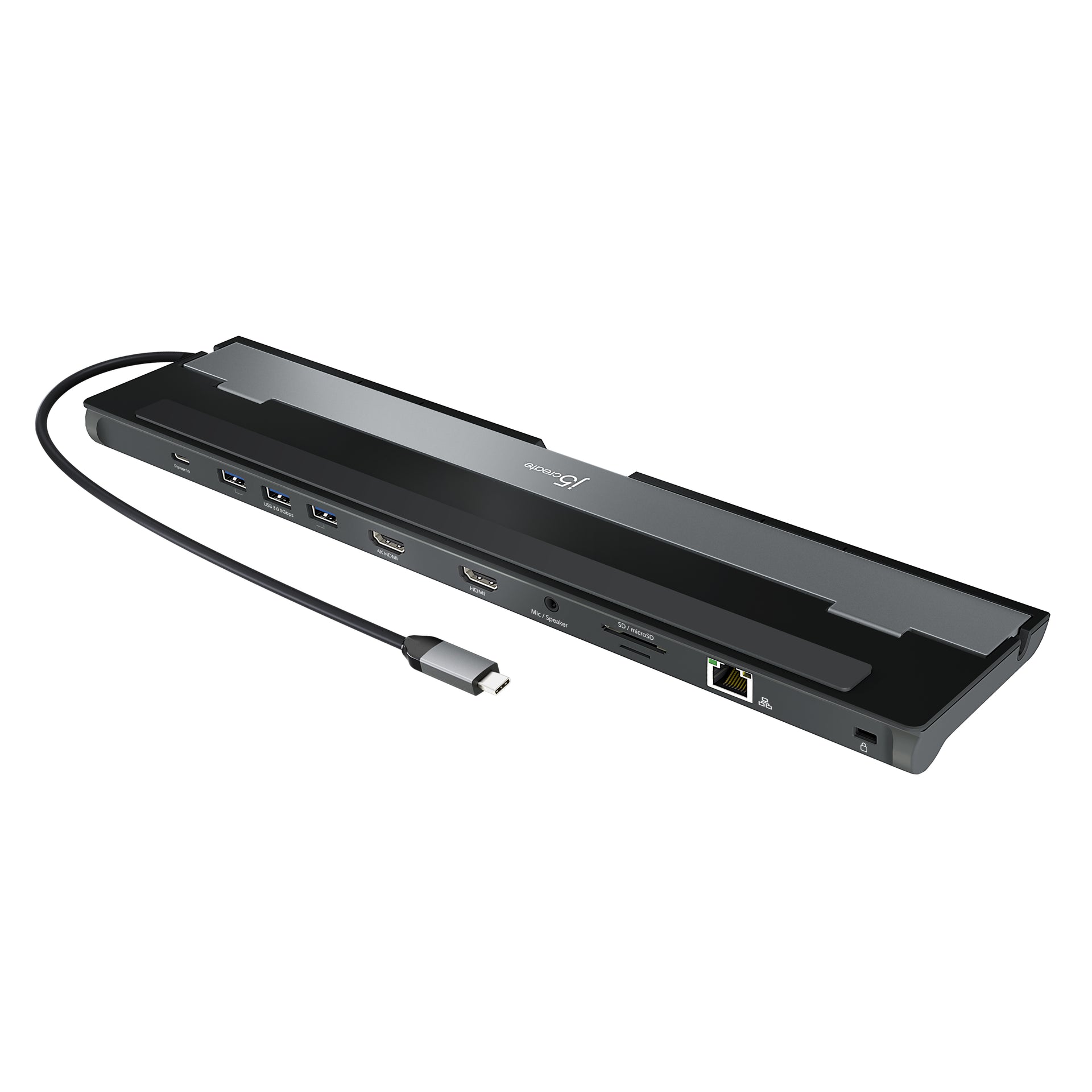 j5create JCD542-N USB-C Dual HDMI Docking Station with 4 USB Ports, Grey &amp; Black