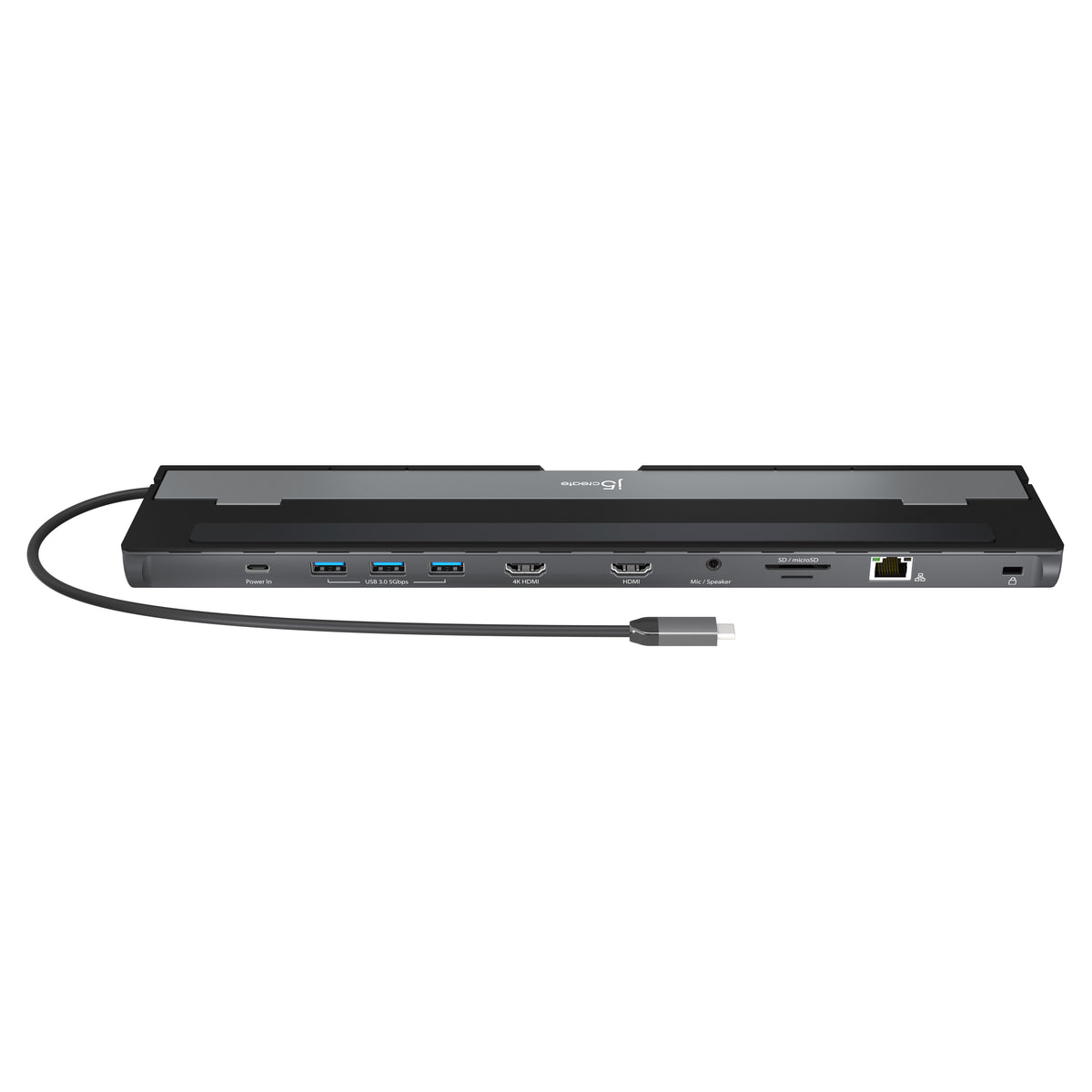 j5create JCD542-N USB-C Dual HDMI Docking Station with 4 USB Ports, Grey &amp; Black - Image 3