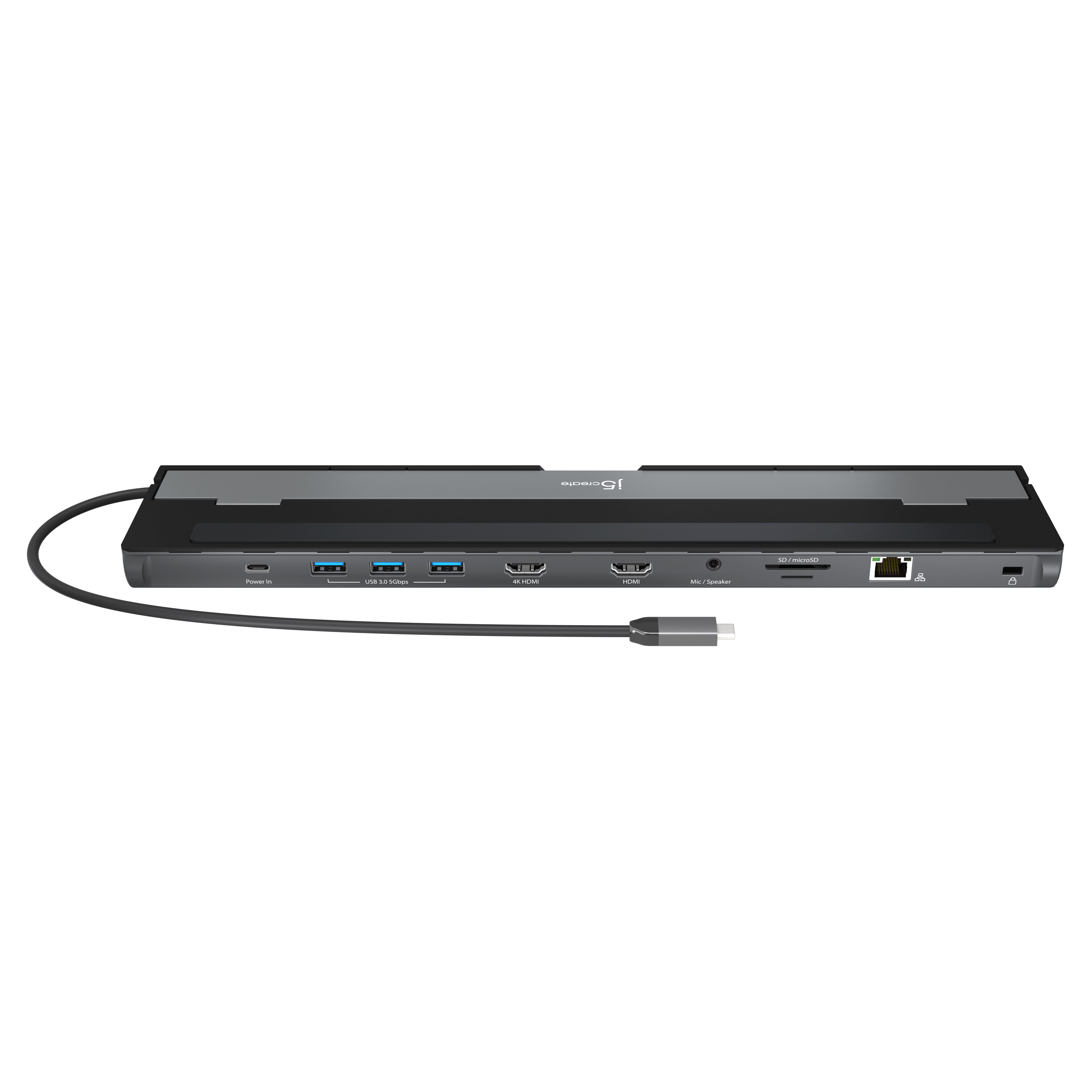 j5create JCD542-N USB-C Dual HDMI Docking Station with 4 USB Ports, Grey &amp; Black - Image 3