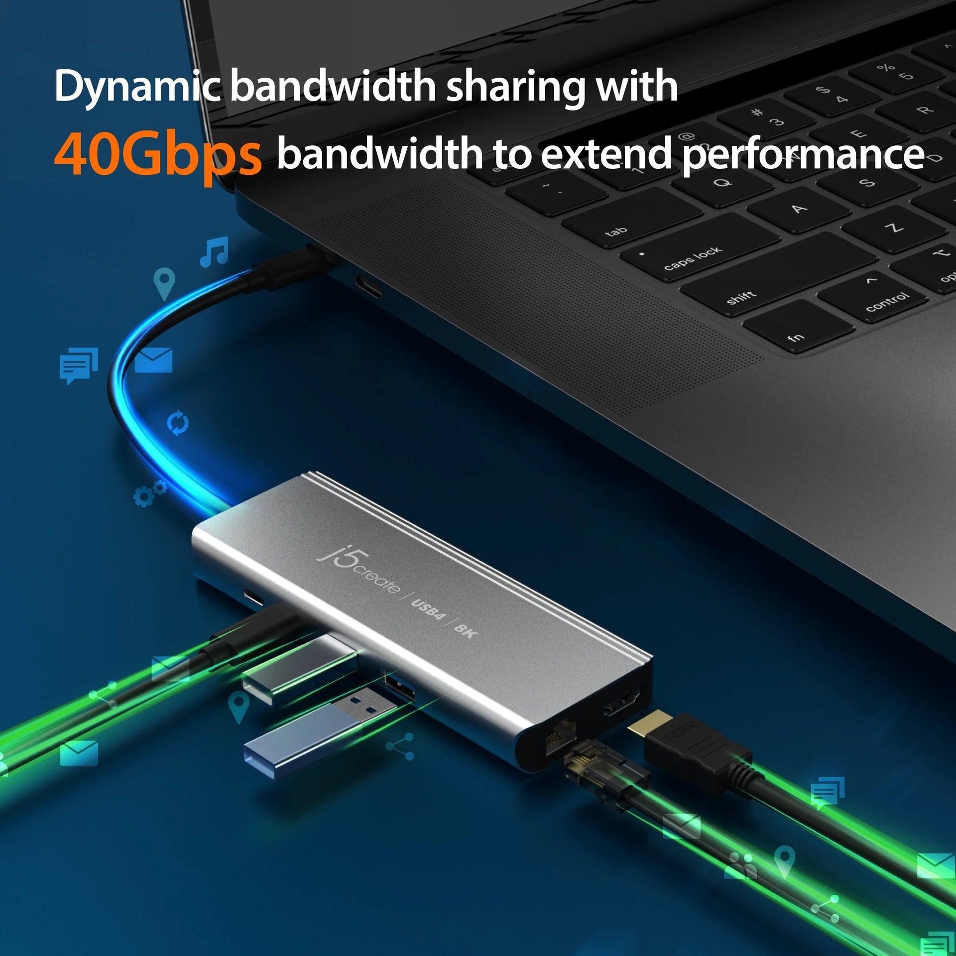 j5create JCD403 USB4 8K Multi-Port Hub with 40Gbps and 100W Power Delivery - Image 6