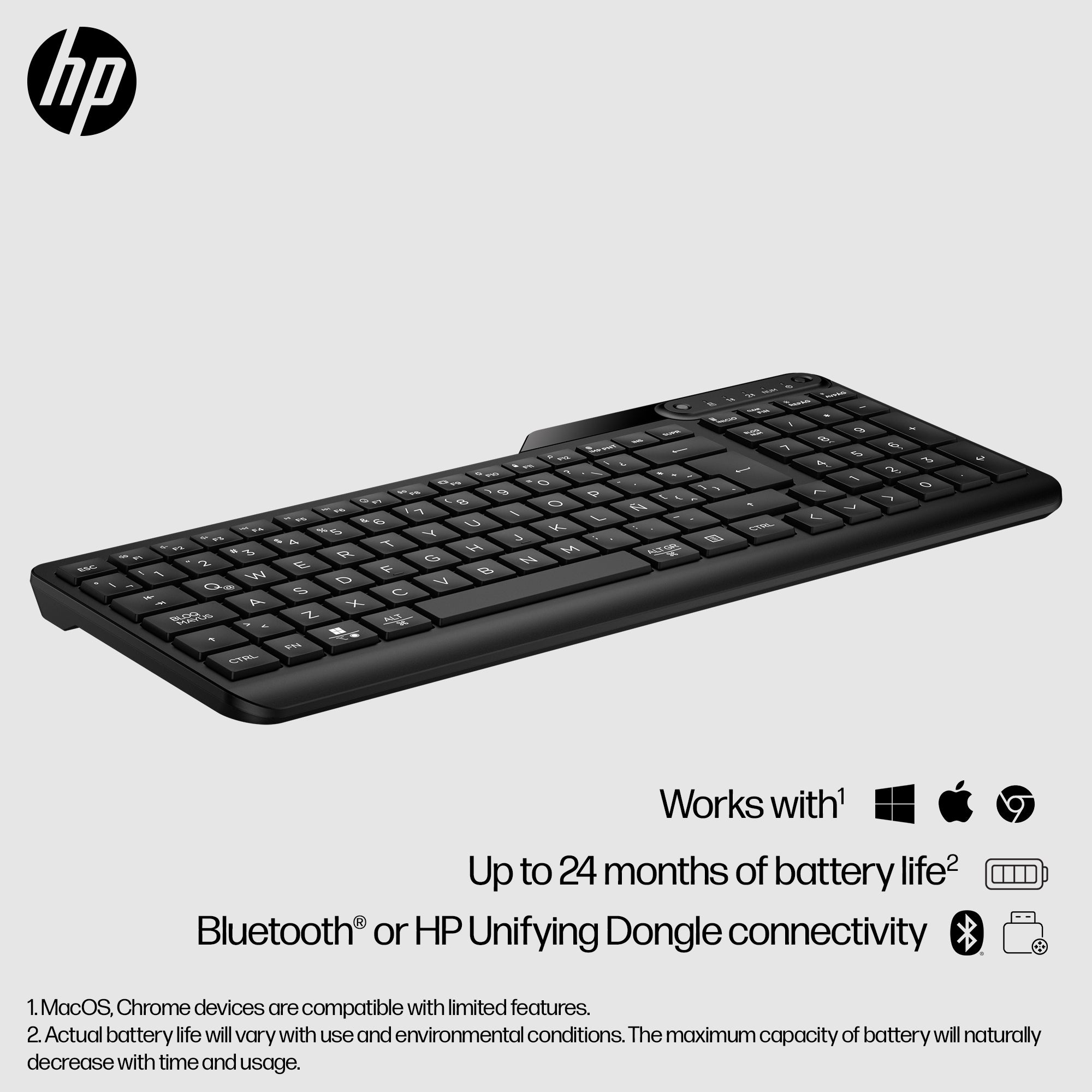 HP 475 Wireless Keyboard - Dual-Mode, Portable &amp; Spill-Resistant - Image 2