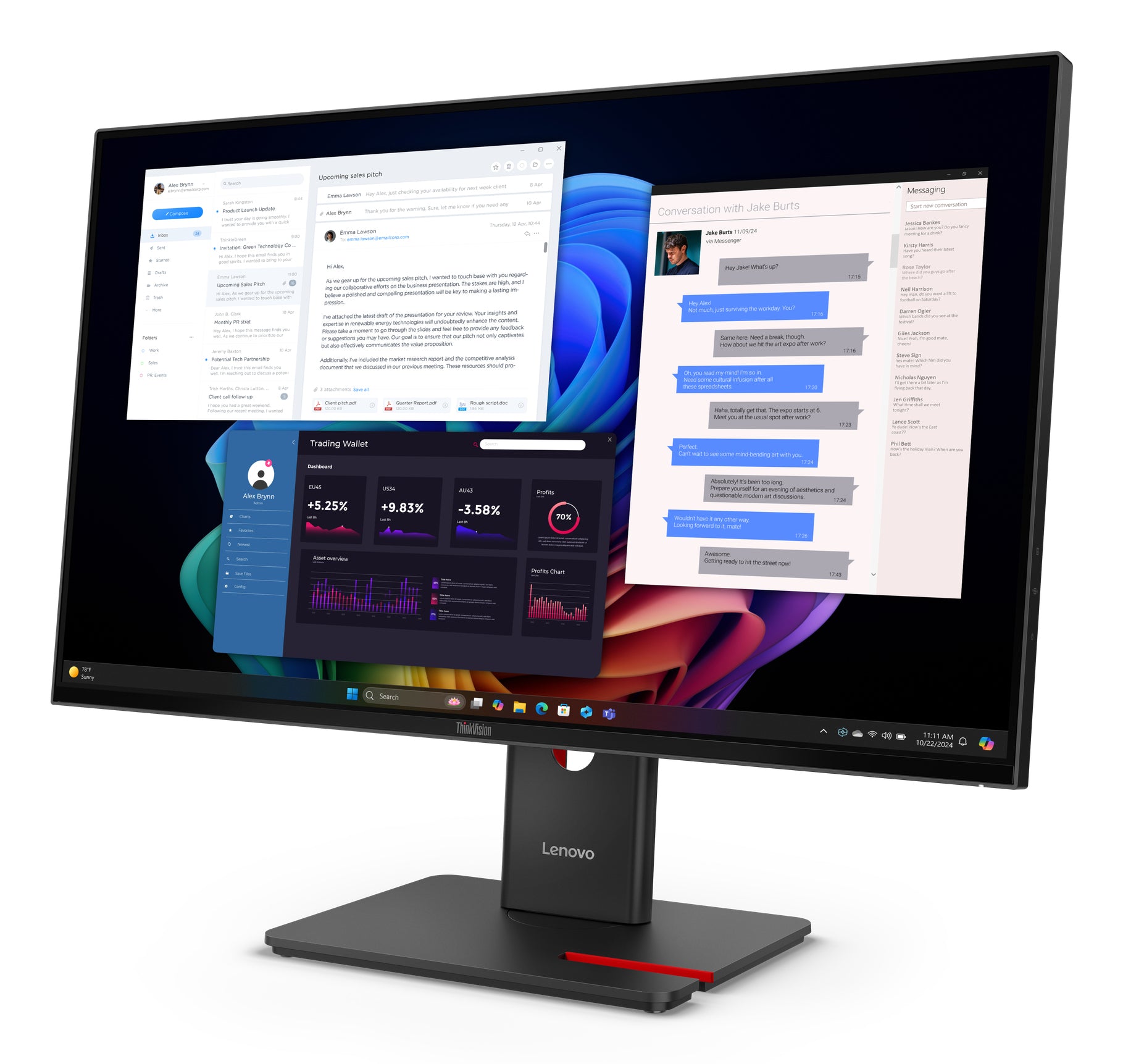 Lenovo ThinkVision T27UD-40 27" 4K UHD Monitor IPS Panel 60Hz - Image 2