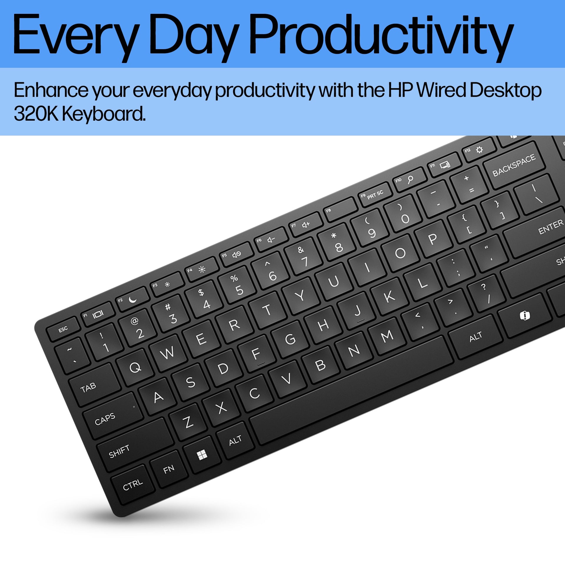 HP Wired Desktop 320K Keyboard - Compact, Durable, and Eco-Friendly - Image 3