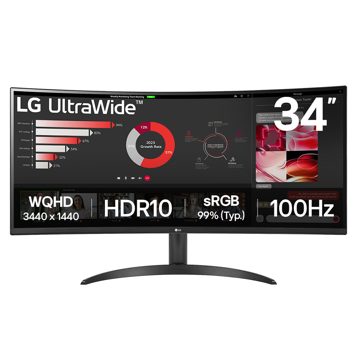 LG 34WR50QK-B 34" Wide Quad HD Monitor VA Panel 100Hz