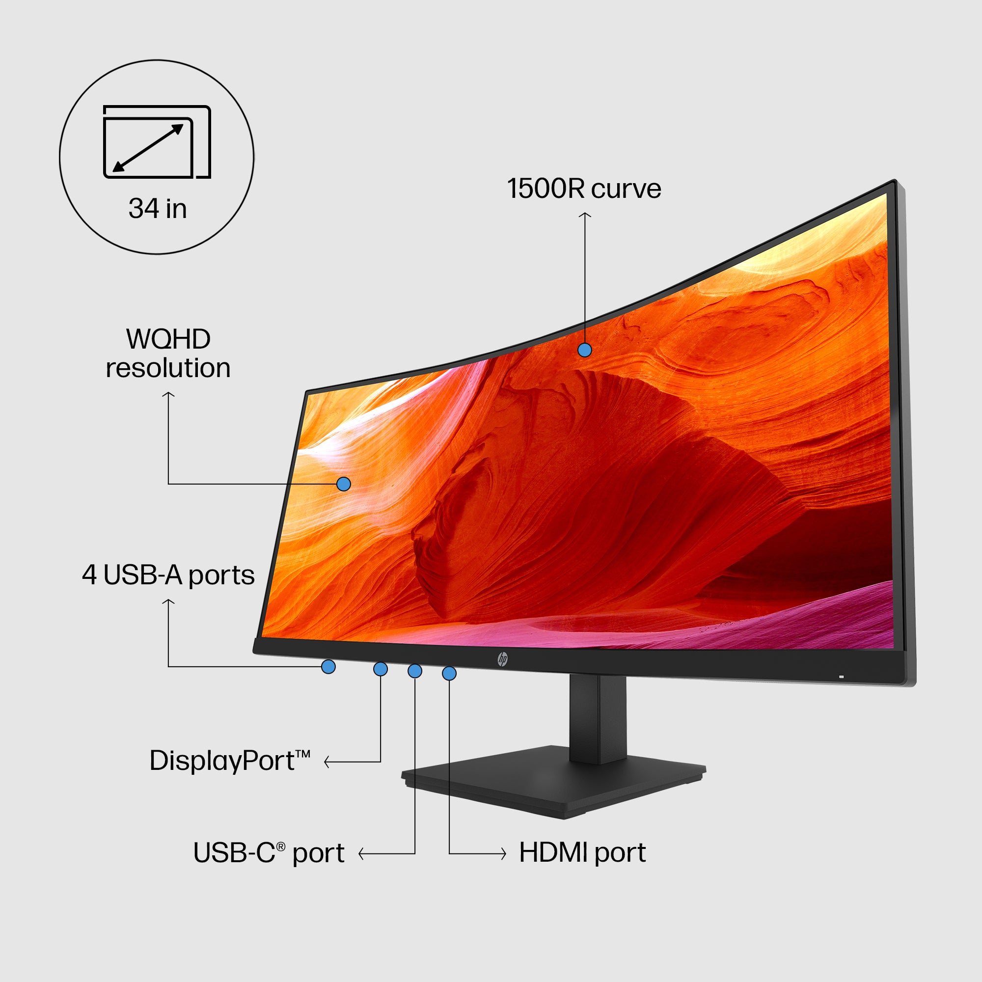 HP P34hc G4 34" WQHD Curved Monitor with USB-C - Image 11