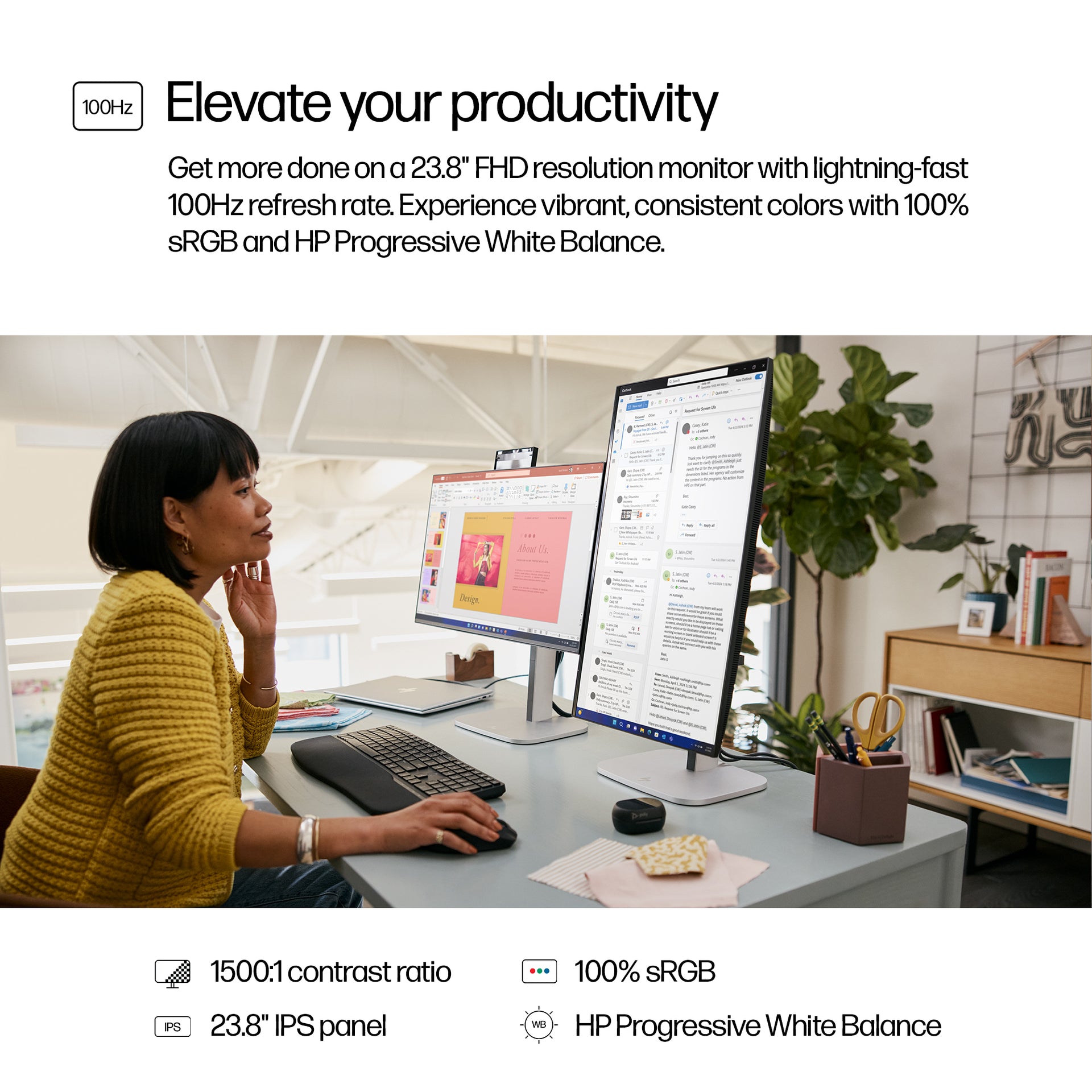 HP 524pf Series 5 Pro 23.8" Full HD Monitor IPS Panel 100Hz - Image 7
