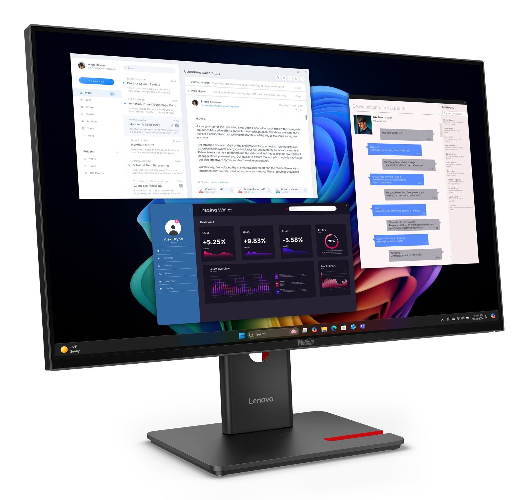 Lenovo ThinkVision T27UD-40 27" 4K UHD Monitor IPS Panel 60Hz - Image 3