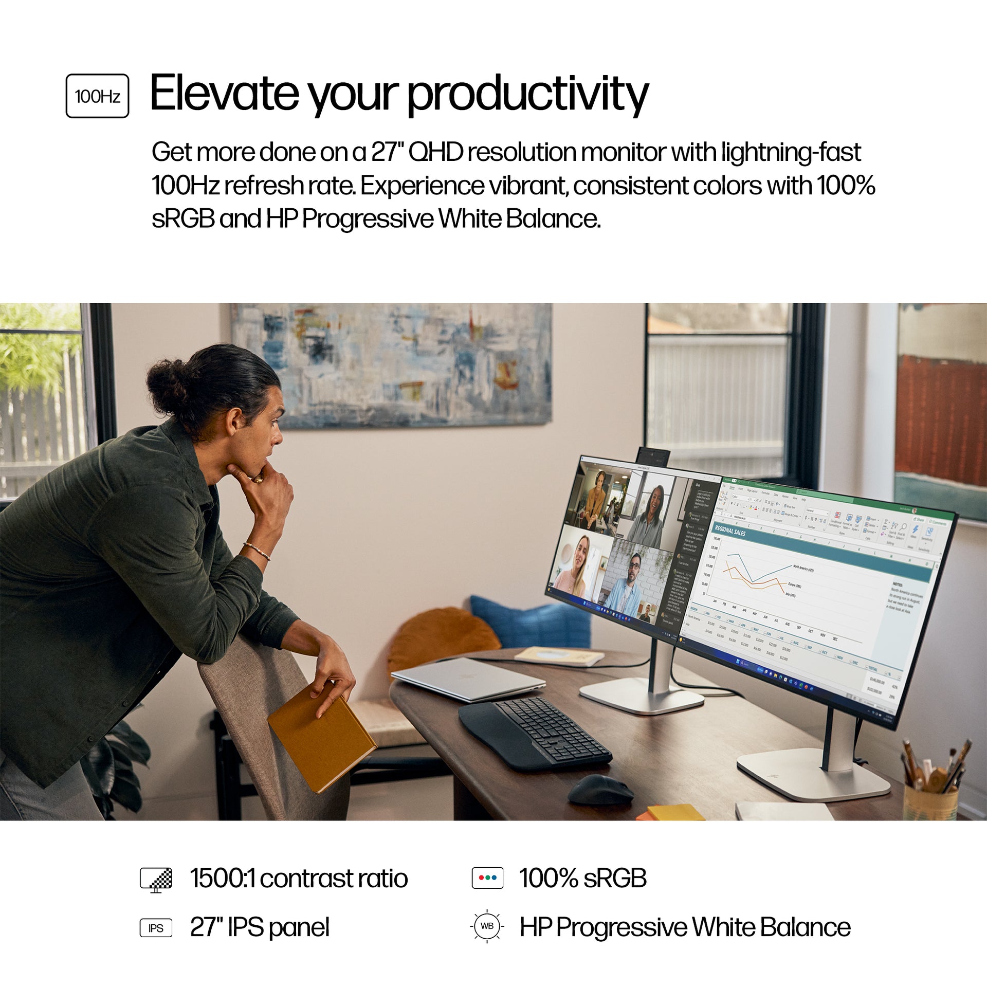 HP 527pq Series 5 Pro 27" QHD Monitor IPS Panel 100Hz - Image 5