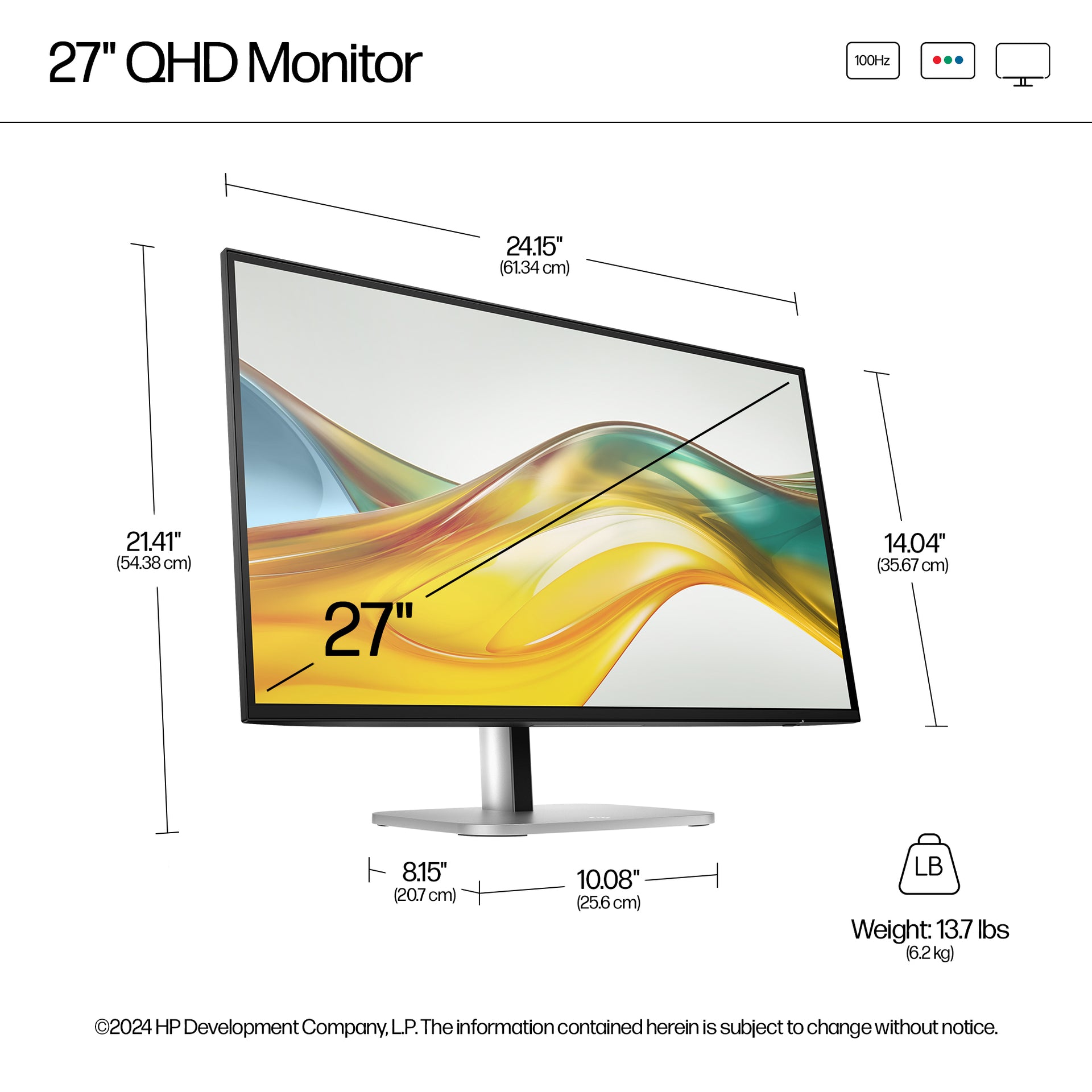 HP 527pq Series 5 Pro 27" QHD Monitor IPS Panel 100Hz - Image 4