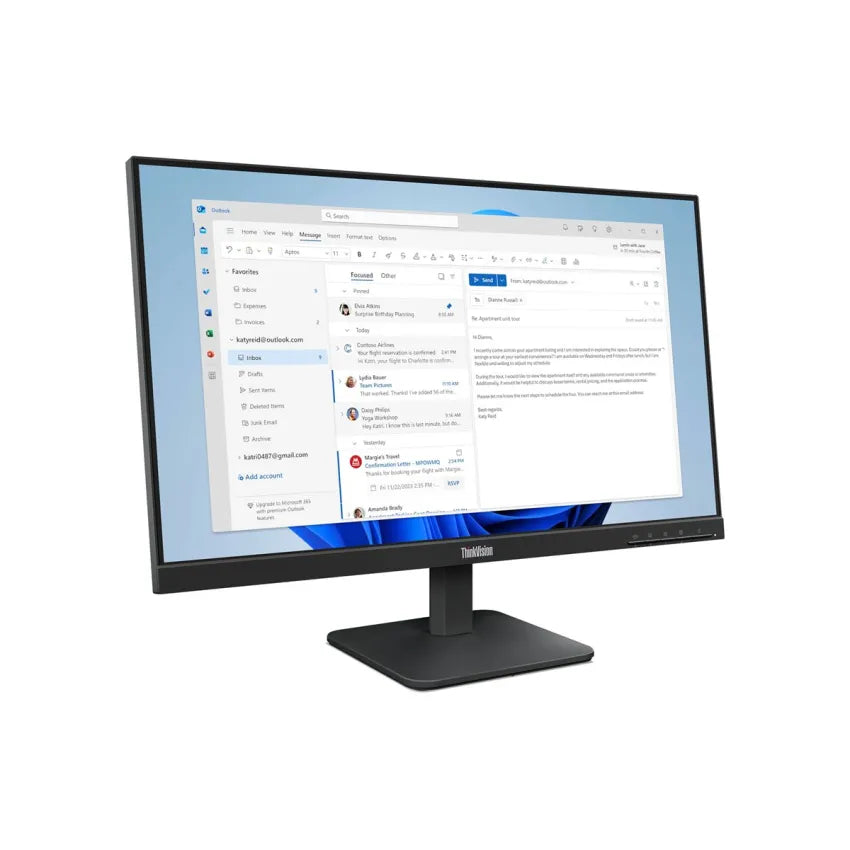 A black Lenovo desktop computer monitor displaying a software interface, set against a plain white background.