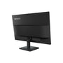 A black Lenovo computer monitor shown from a three-quarters angle, displaying its back panel and stand against a plain white background.