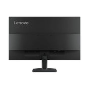 The back view of a black Lenovo computer monitor with its stand, shown against a plain white background.
