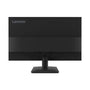 The back view of a black Lenovo computer monitor with a stand, shown on a plain white background.