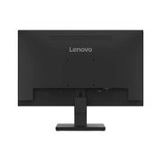 The back view of a Lenovo desktop monitor with a black stand, shown against a plain white background.