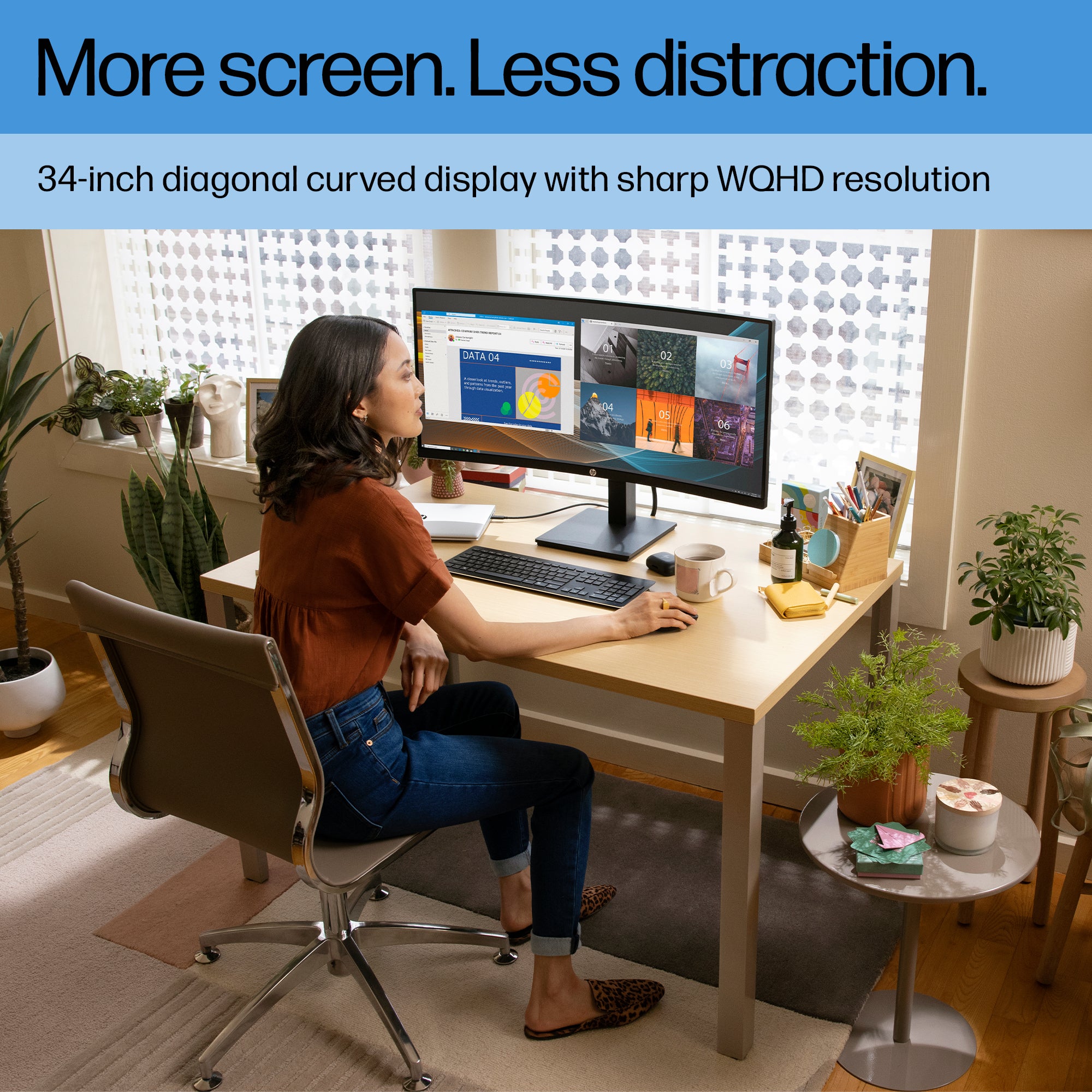 HP P34hc G4 34" WQHD Curved Monitor with USB-C - Image 6