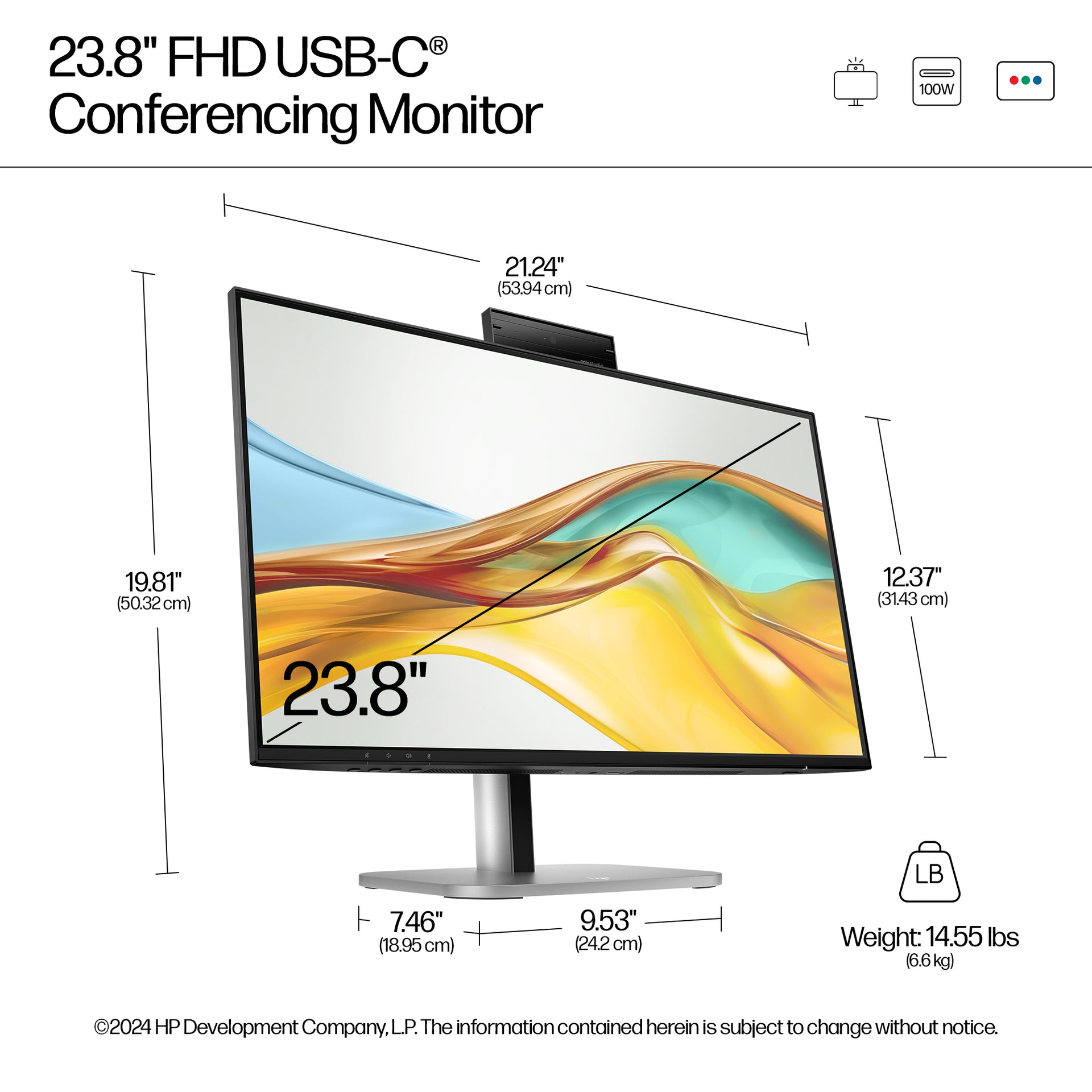 HP 524pm Series 5 Pro 23.8" Full HD Monitor IPS Panel 100Hz - Image 4