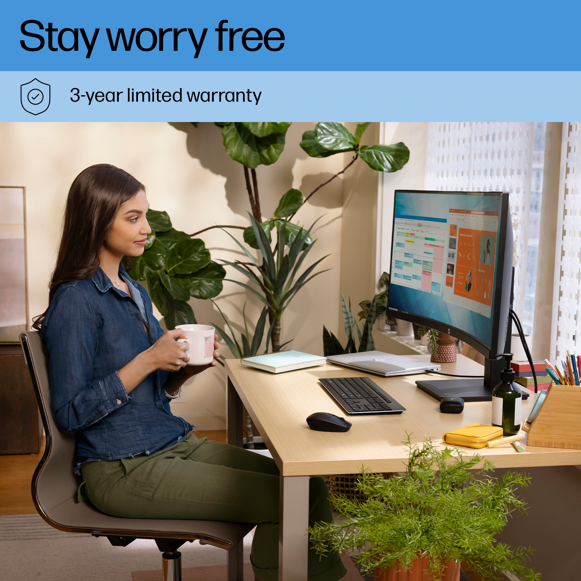 HP P34hc G4 34" WQHD Curved Monitor with USB-C - Image 4