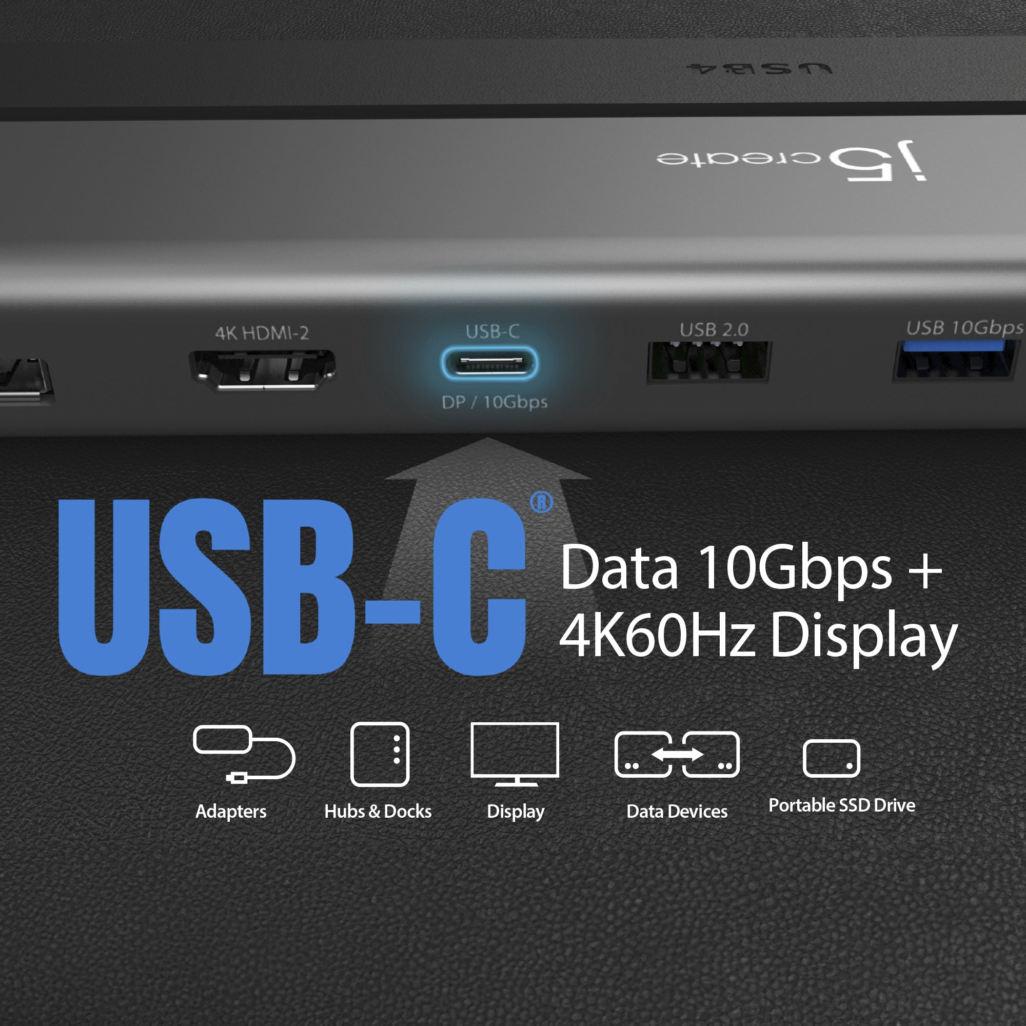 j5create USB4 Triple 4K Display Docking Station - Black - Image 7