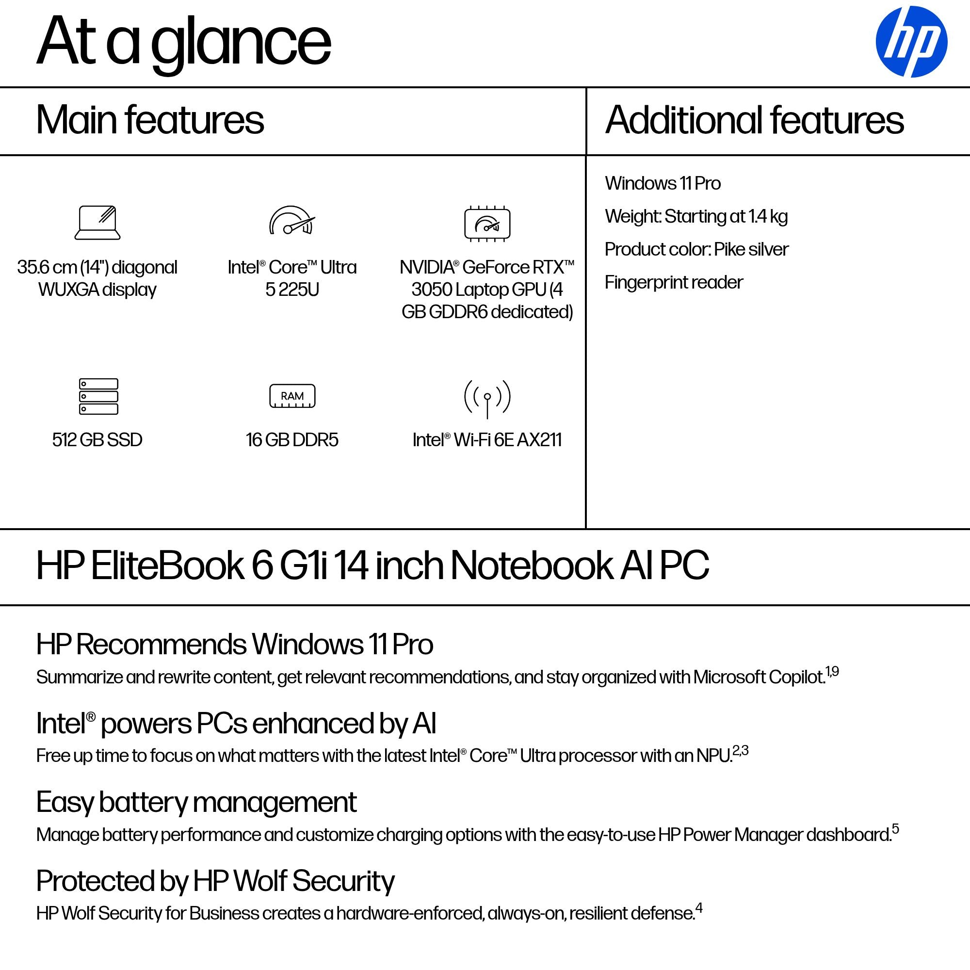 HP EliteBook 6 G1i Intel Core Ultra 5 225U 16GB RAM 512GB SSD Intel Graphics 14" WUXGA Windows 11 Pro - Image 4