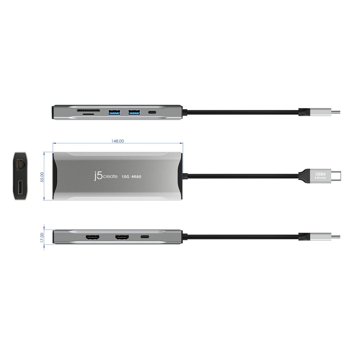 j5create JCD397-N 4K60 USB-C Multi-Monitor Mini Dock - Image 6