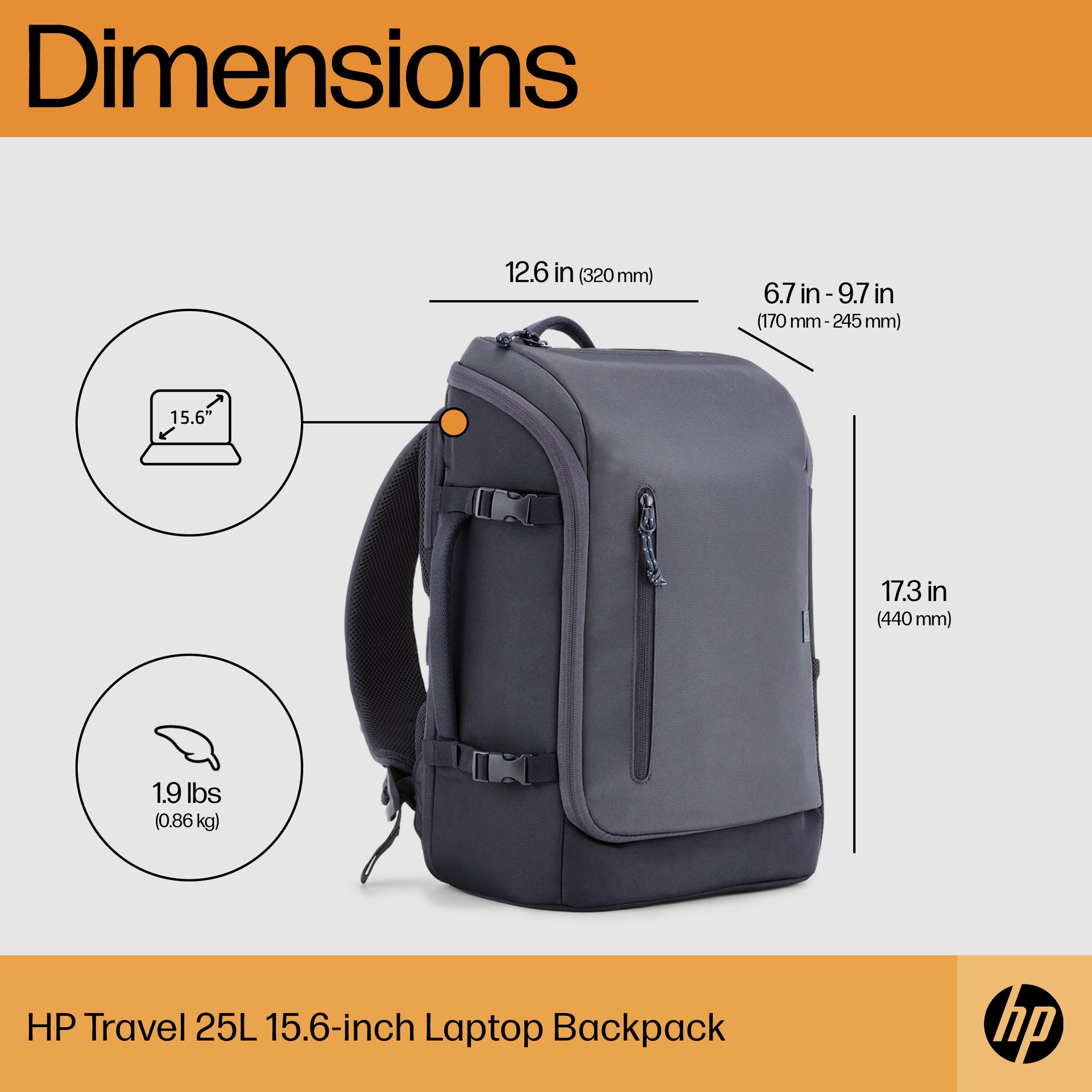 HP TRAVEL 25L 15.6" Laptop Backpack