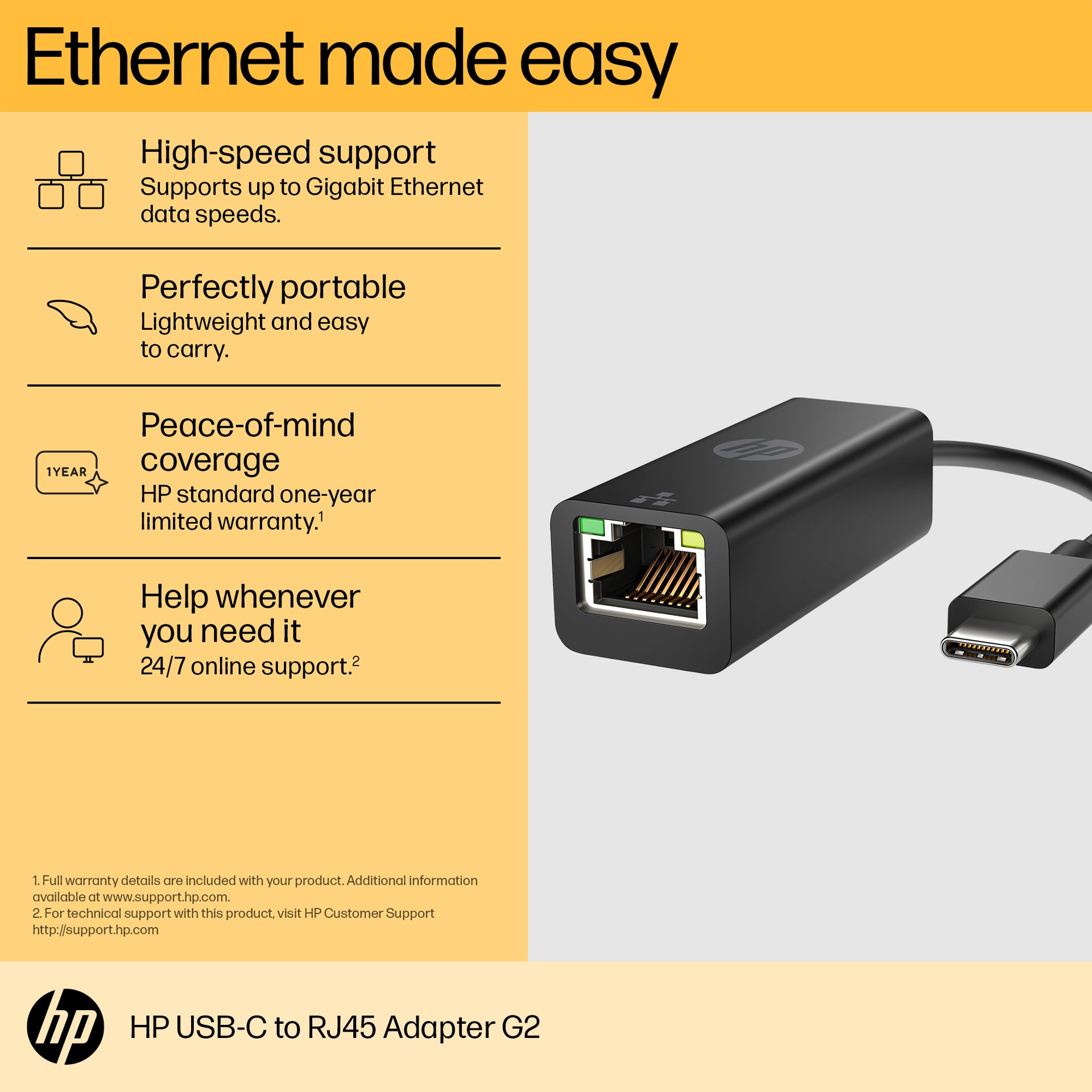 HP USB-C to RJ45 Ethernet Adapter G2 - High-Speed Gigabit Connectivity - Image 5