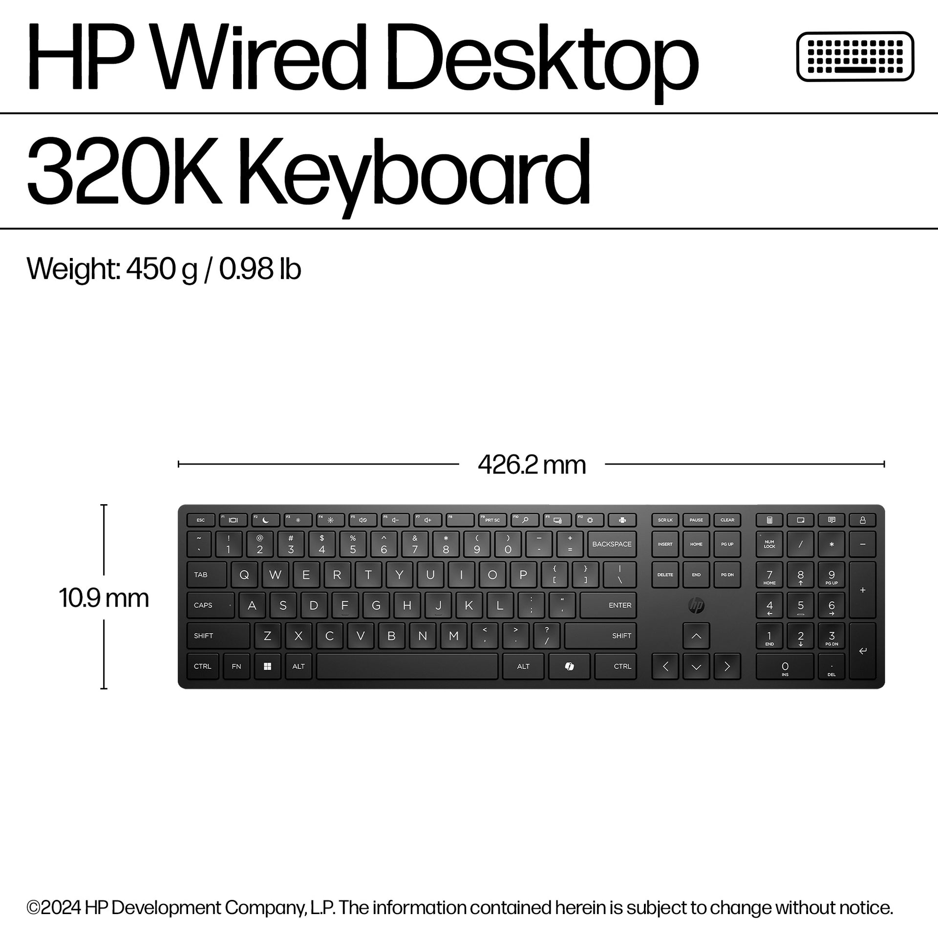HP Wired Desktop 320K Keyboard - Compact, Durable, and Eco-Friendly - Image 4