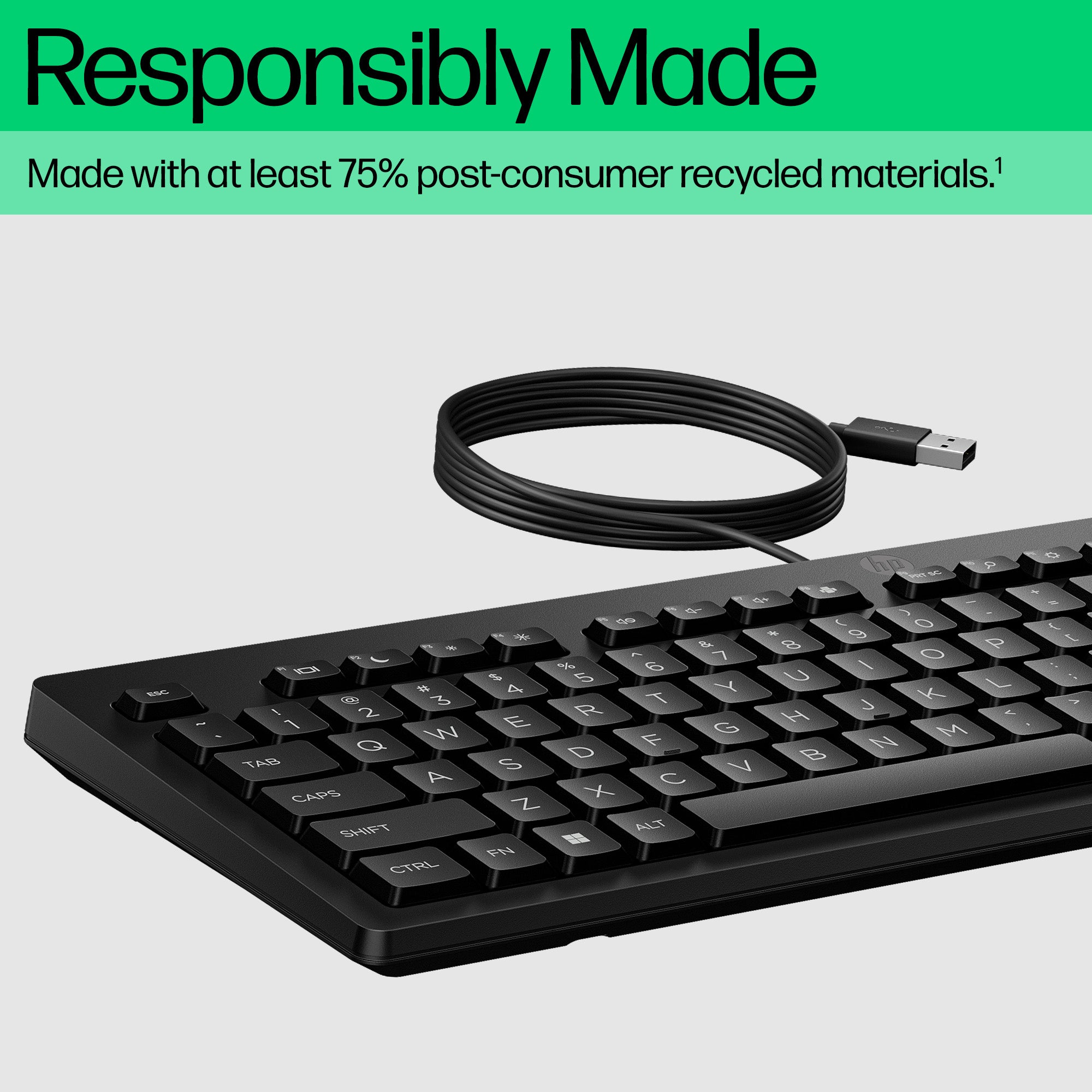 HP 125 Full-Size Wired USB Keyboard - Black - Image 5