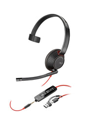HP Poly Blackwire 5210 USB-C Headset with 3.5mm Plug and USB-C/A Adapter