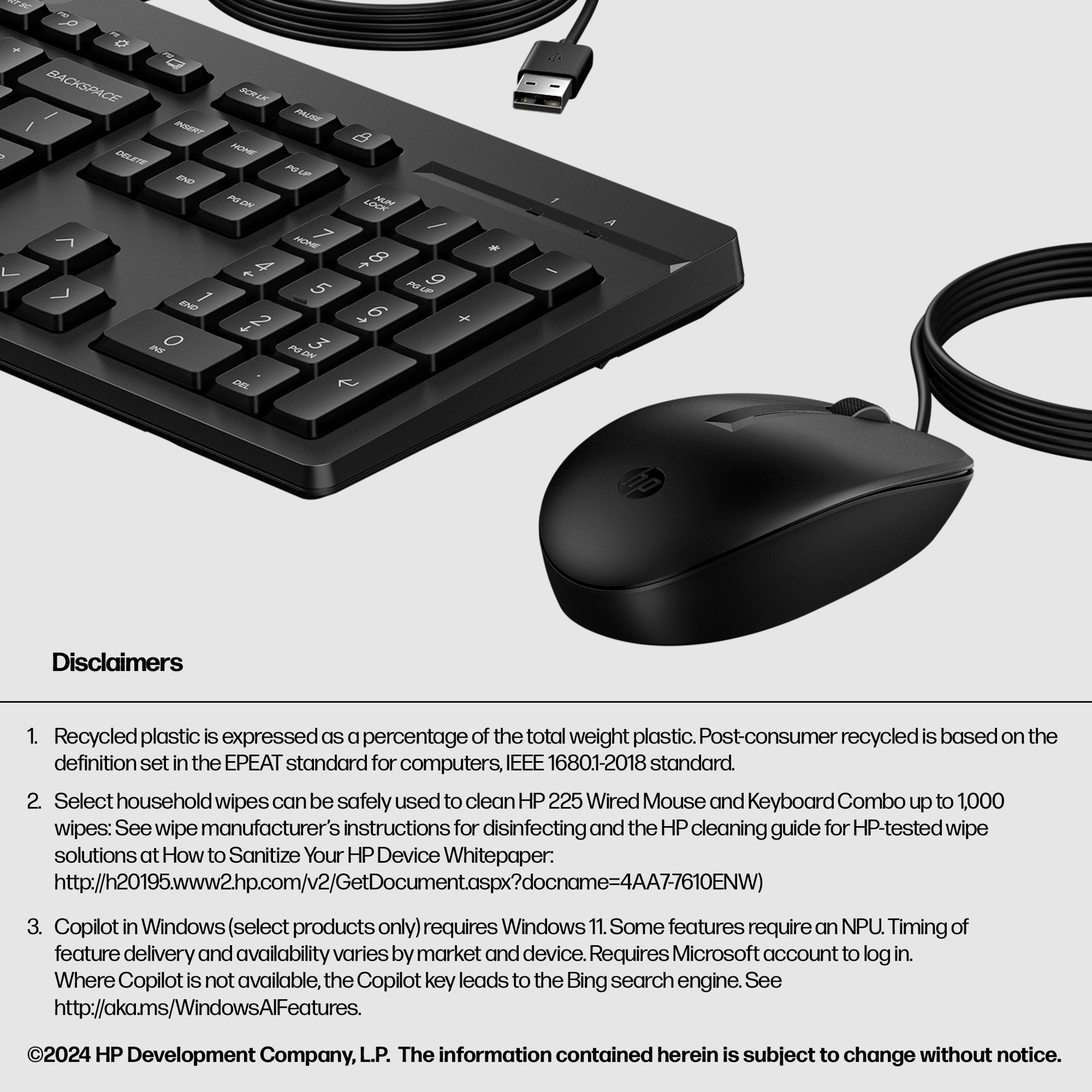 HP 225 Wired Keyboard and Mouse Combo for Comfort and Efficiency - Image 4