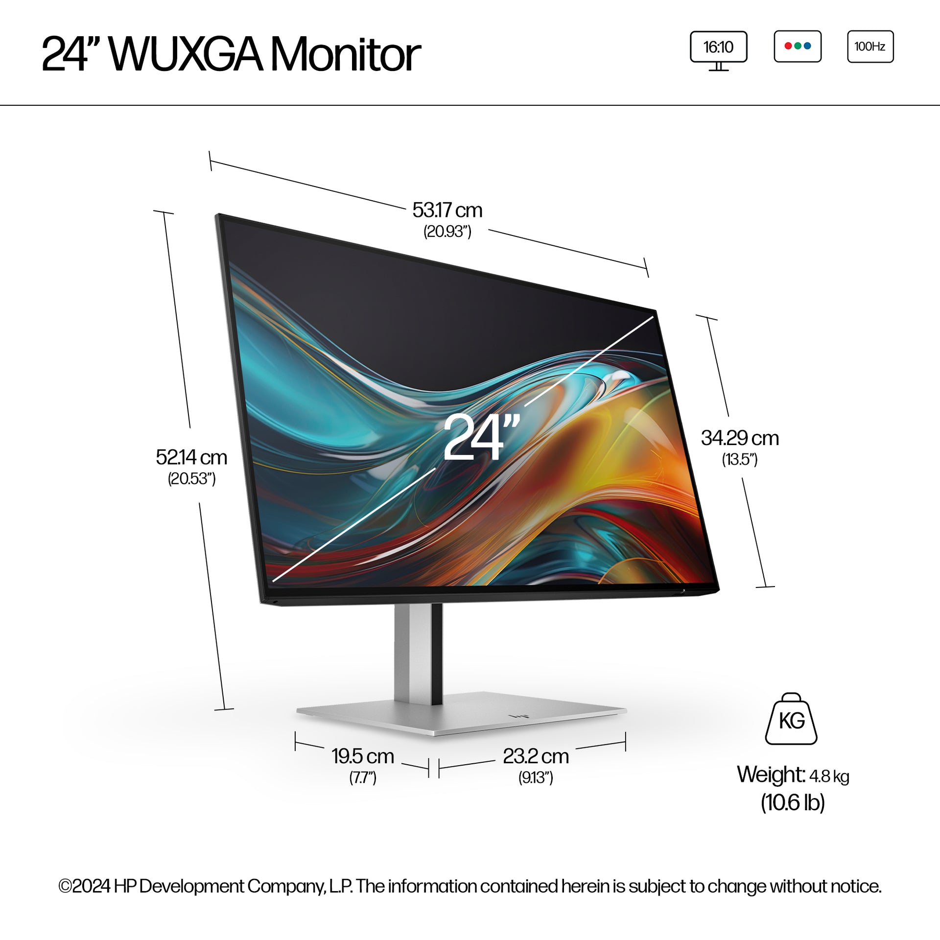 HP 724pn Series 7 Pro 24" WUXGA Monitor IPS Panel 100Hz - Image 5