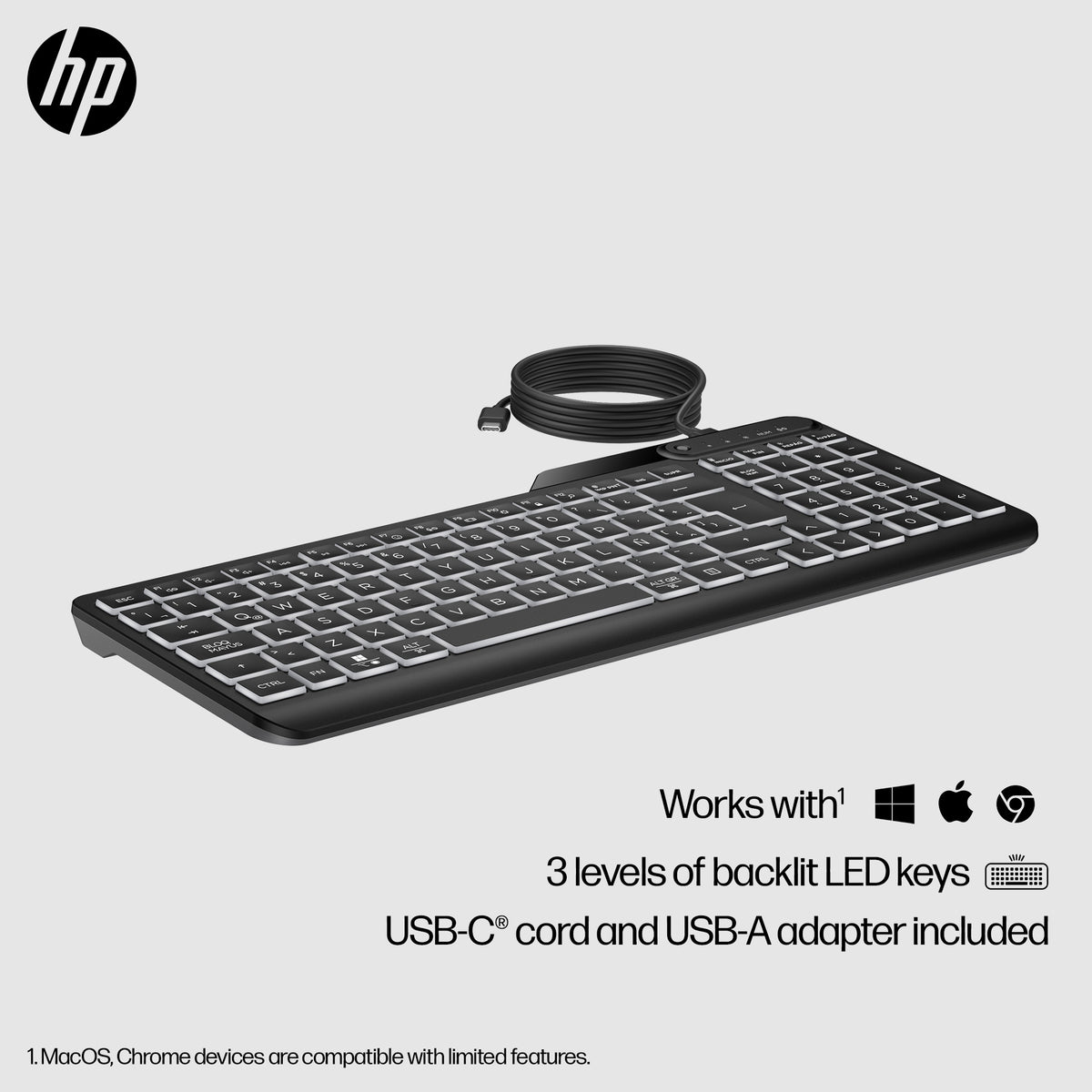 HP 405 Multi-Device Wired Keyboard