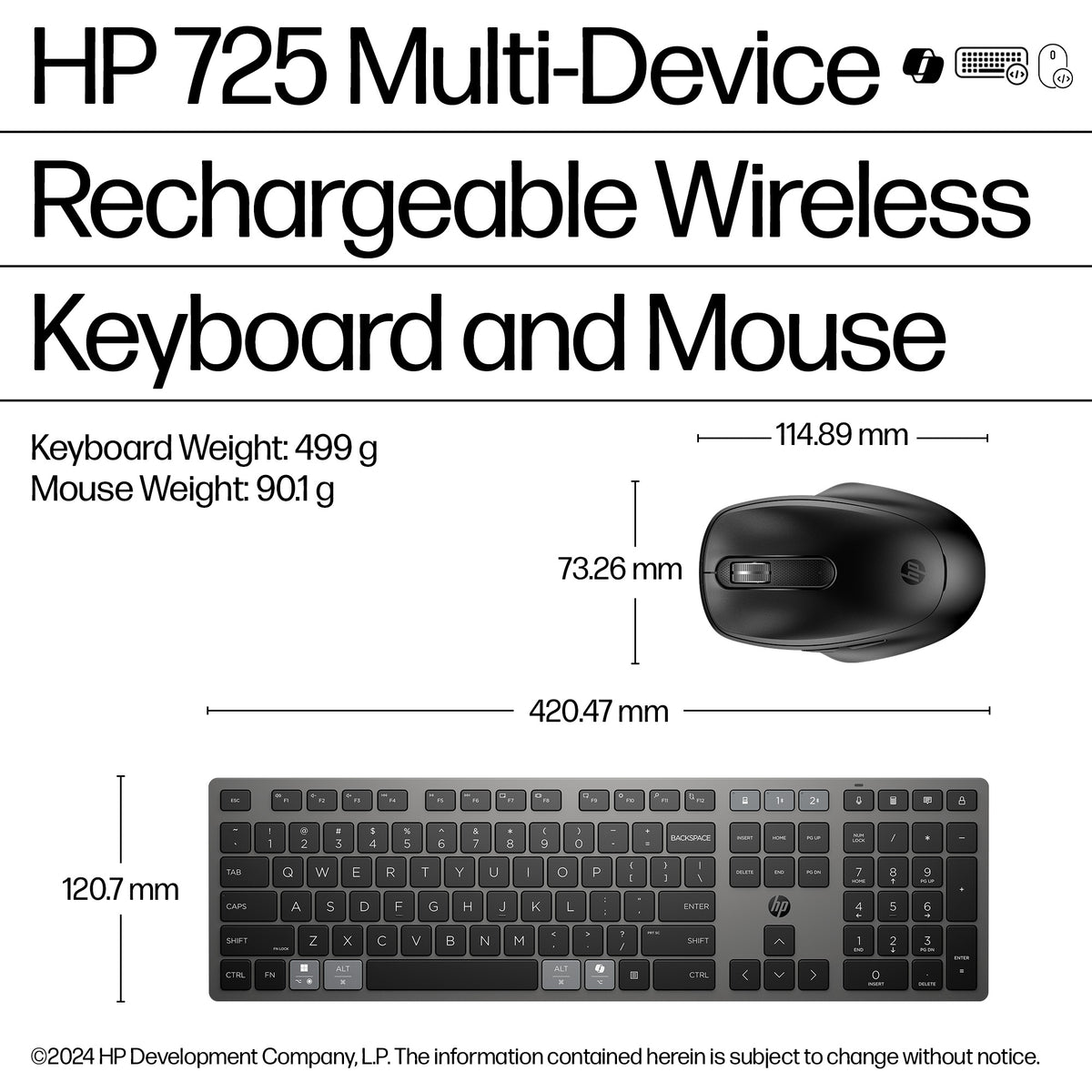 HP 725 Rechargeable Multi-Device Wireless Keyboard and Mouse Set - Image 4