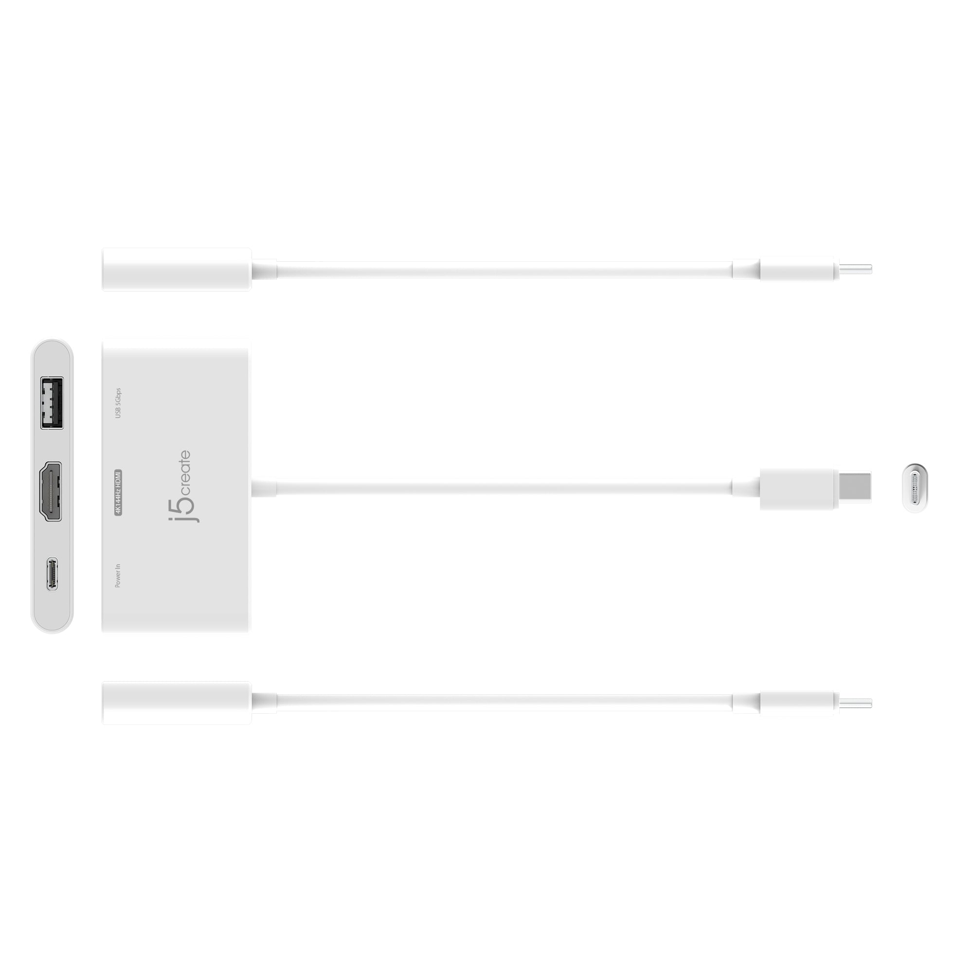 j5create JCA399 USB-C to HDMI 4K 144Hz Adapter with USB 3.2 and 100W Power Delivery, Black - Image 4