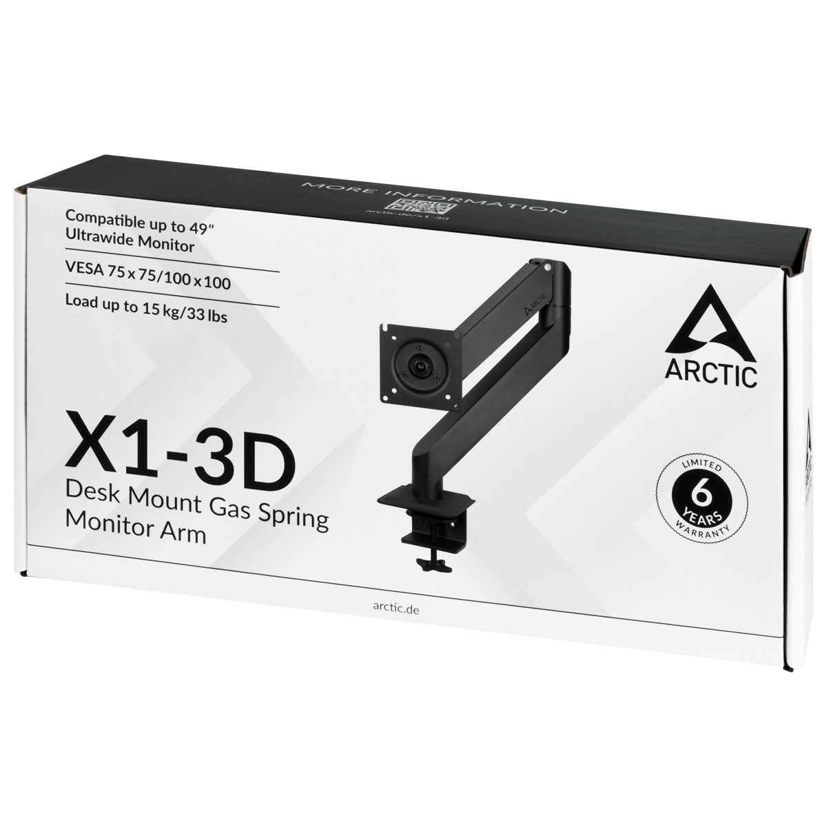 Arctic X1-3D Gas Spring Monitor Arm Desk Mount