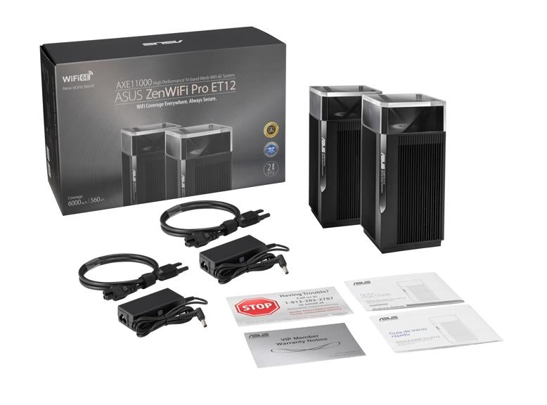 ASUS ZenWiFi Pro ET12 Wi-Fi 6E Tri-Band Mesh System (2PK)