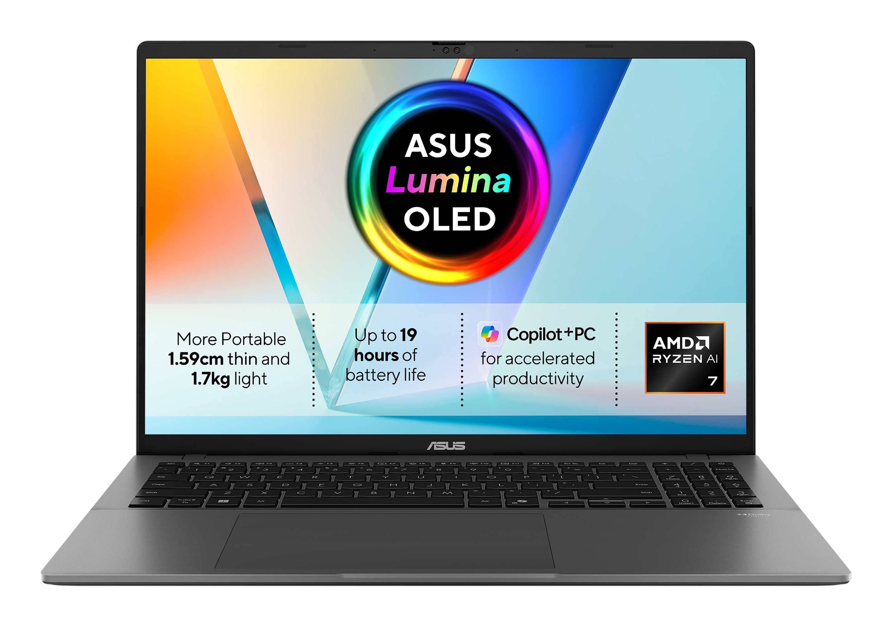 ASUS Vivobook M3607KA-SH008W Copilot+ PC 16" WUXGA OLED Laptop – Ryzen AI 7 350, 32GB RAM, 1TB SSD, Windows 11 Home