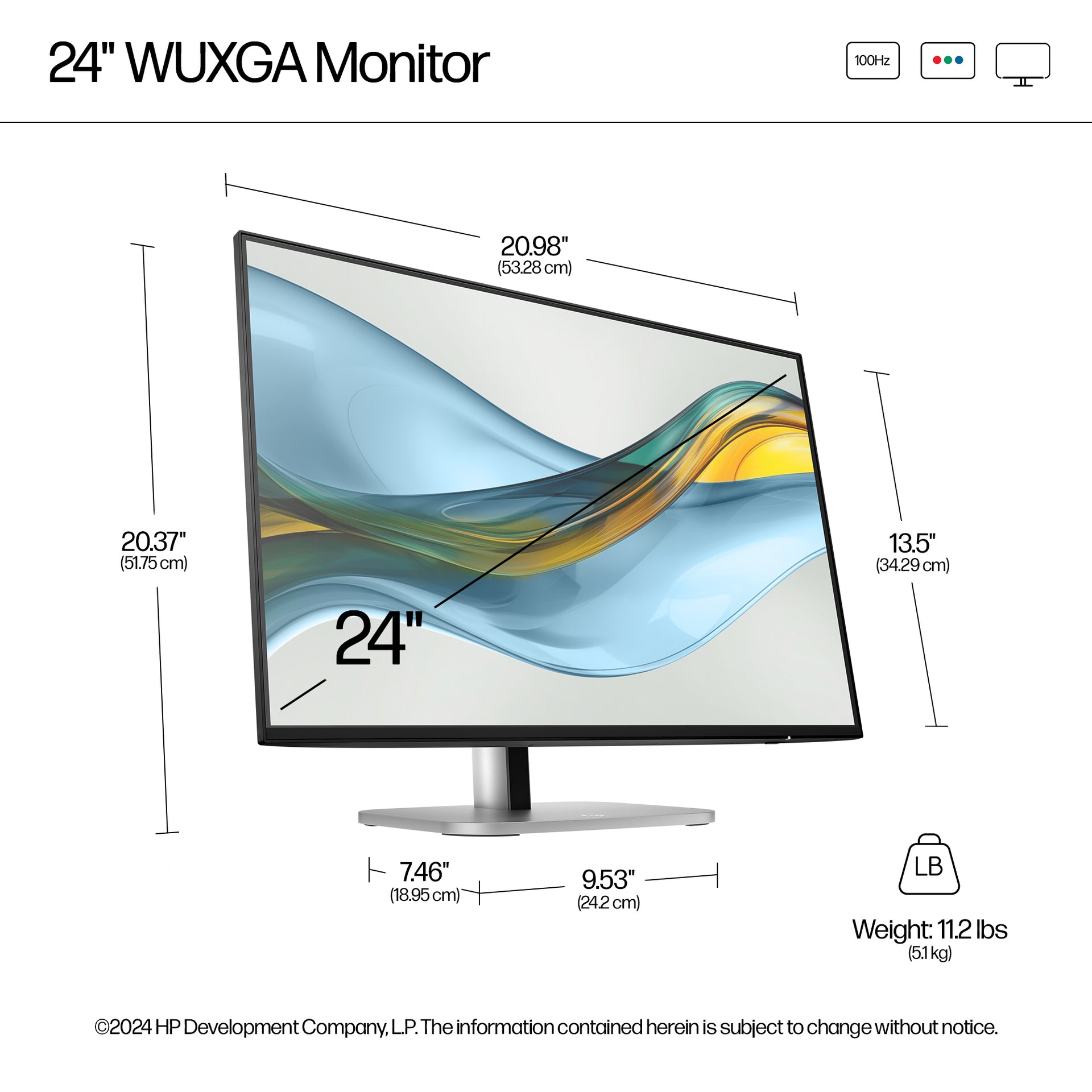 HP 524pn Series 5 Pro 24" WUXGA Monitor IPS Panel 100Hz - Image 5