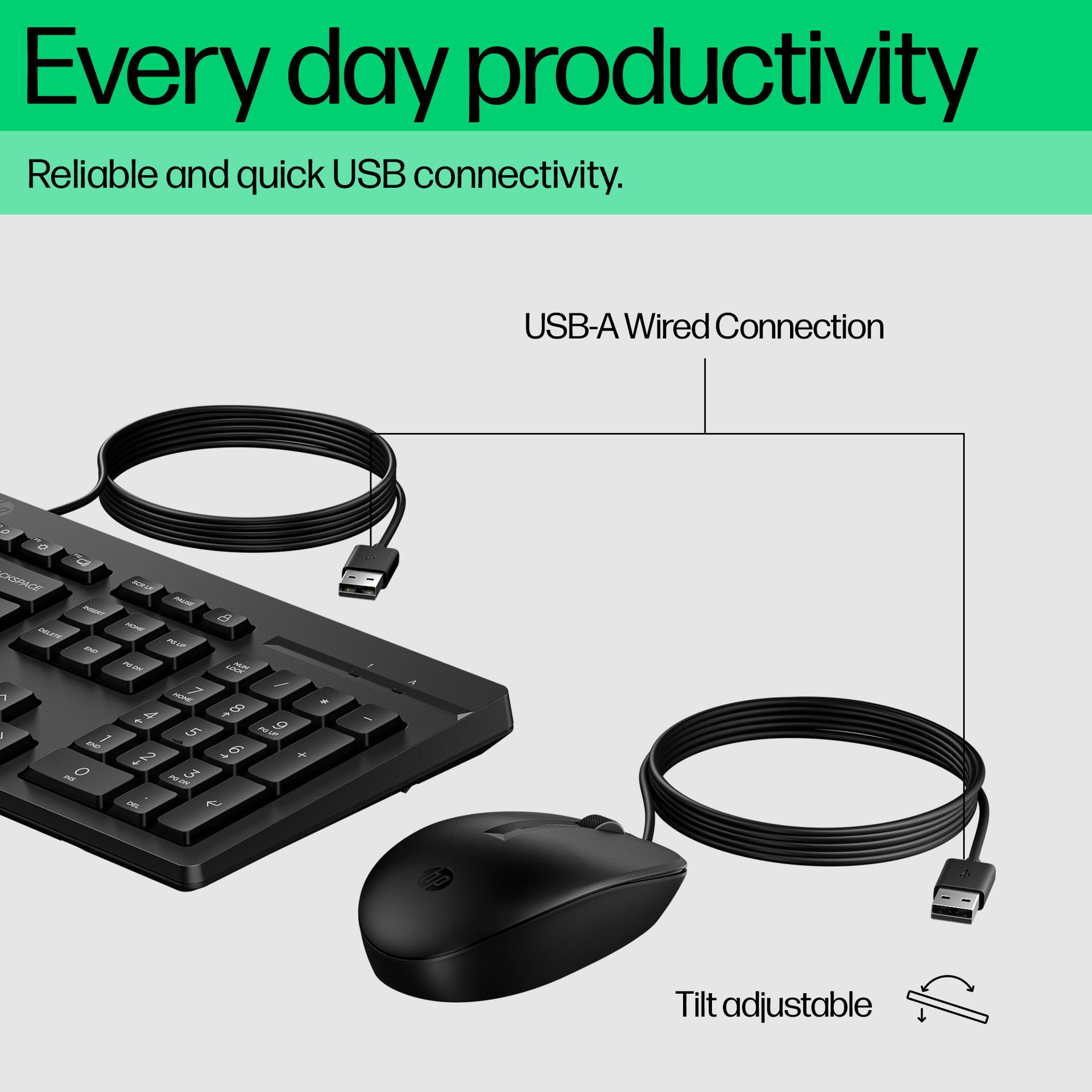 HP 225 Wired Keyboard and Mouse Combo for Comfort and Efficiency - Image 3